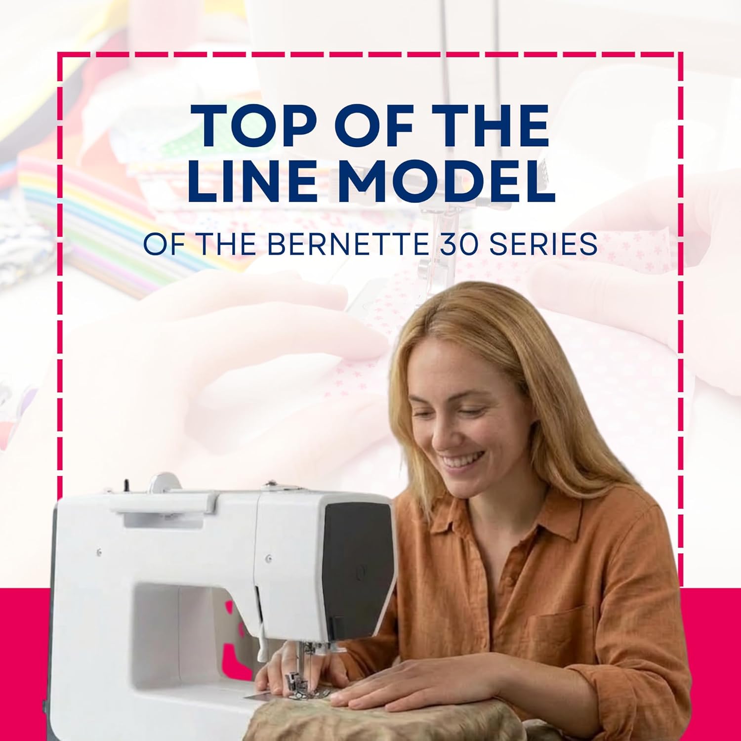 Bernette B38 Computerized Sewing Machine with LCD Display | 394 Stitch Patterns, Auto Needle Threader, LED Light | Includes Stylish Polka Dot Carrying Bag