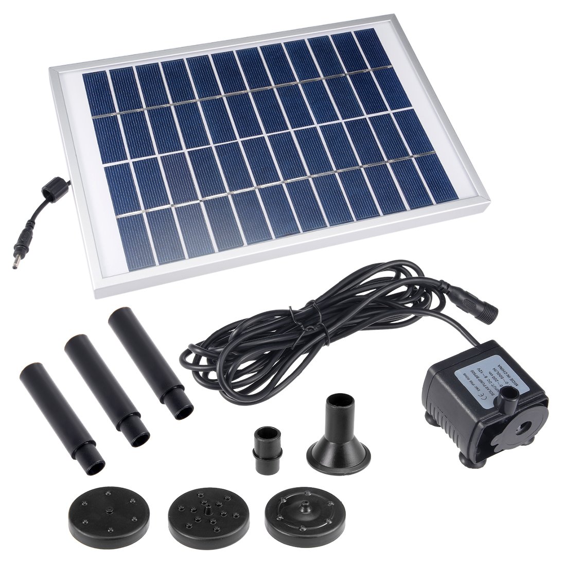 Ruilogod Pompa acqua Kit solare 5W 3M / 9.8ft lunghezza del cavo con 7 sprinkler teste, sommergibili pompa acqua solare, del giardino all'aperto innaffiatura dello Z915 Pompa Giardino Patio Bird Bath