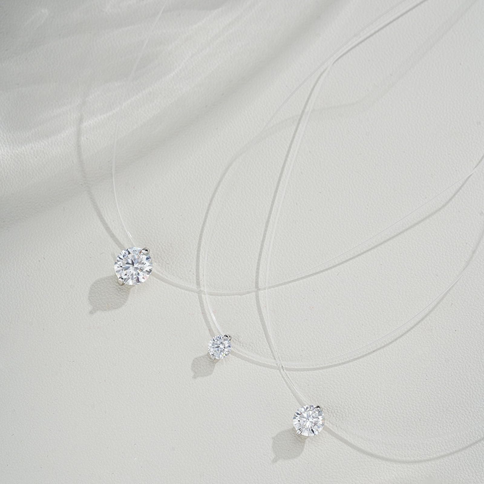 Collar de moissanita para mujer, minimalista de 2 puntas, collar de boda solitario de oro para esposa, oro blanco/platino
