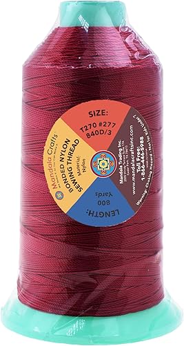 Miniatura 574 de Mandala Crafts Hilos de coser resistentes de nailon consolidado, hilo para tejer jeans de cuero, hilos de tapicería marina al aire libre, Beige