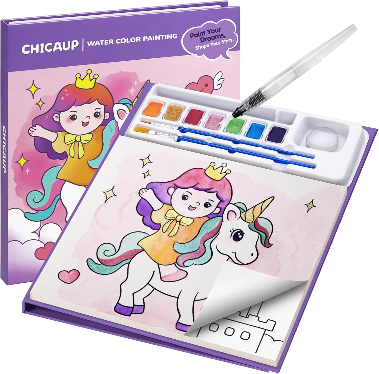 Paint with Water Coloring Books for Kids, Mess Free Watercolor Painting Kit Painting Activity for Kids Ages 3-5 4-8, Arts Crafts Drawing Gift Toy for Boy Girl