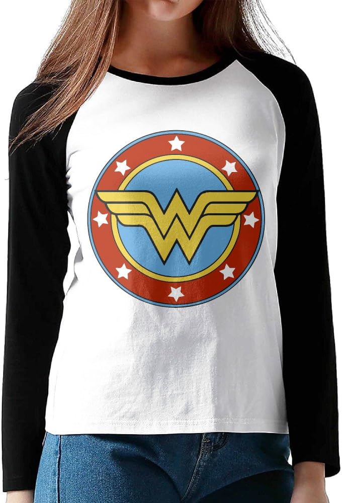 Women's Wonder Woman Logo Long Sleeve Raglan Baseball T Shirts