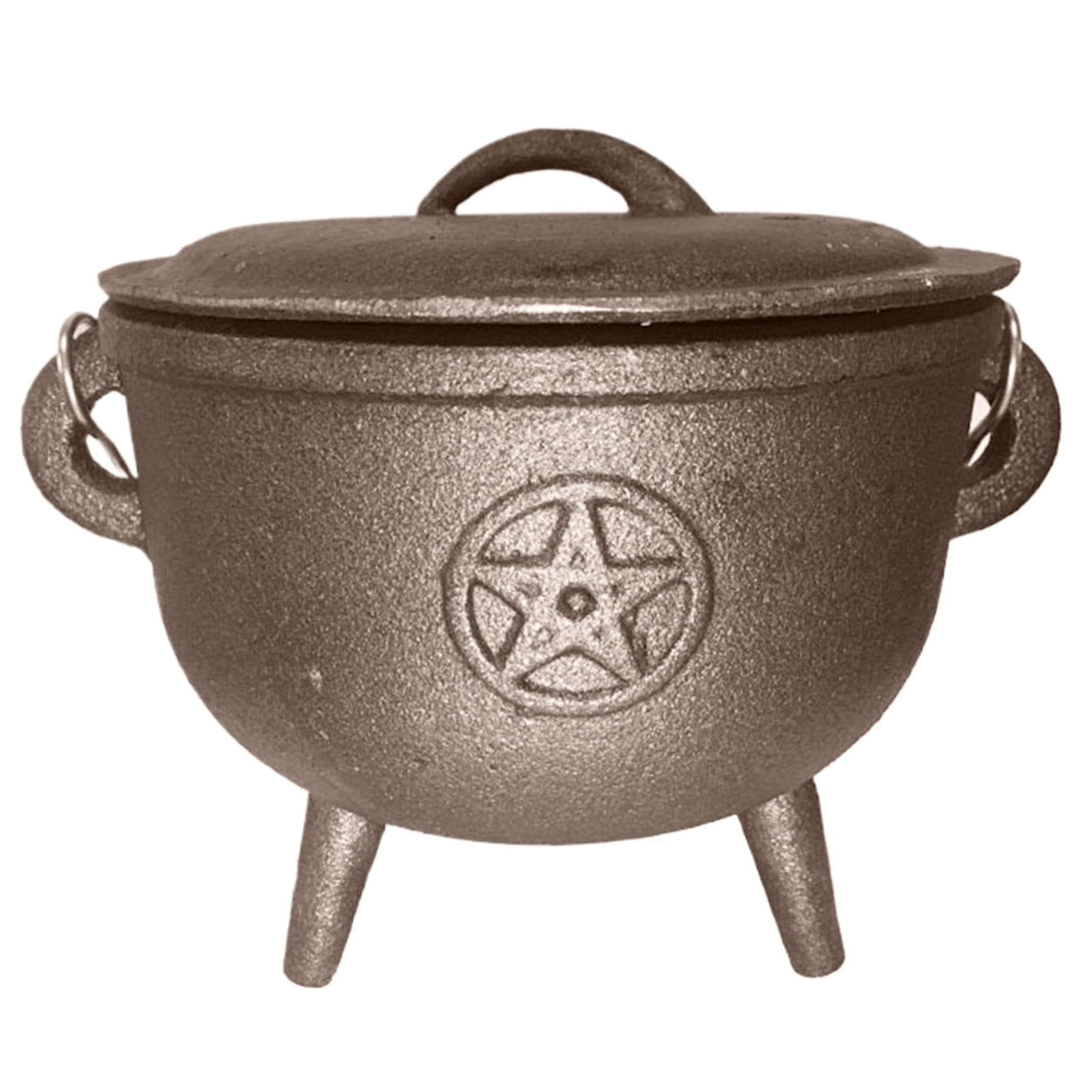 Chaudron witchcraft pentagramme fonte noire avec pieds pour accessoire cosplay et fête Halloween