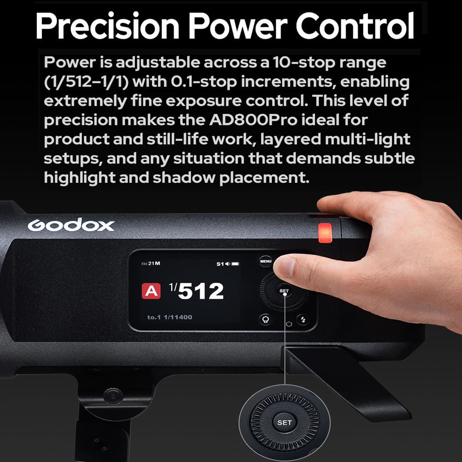 GODOX AD800 Pro AD800Pro 800 Ws Outdoor Flash Strobe, 2,4G TTL 1/8000 HSS, 0.01-1.5s Recycle Time, zakres 10-stop (1/512-1/1), 300 Full Power Pop do Canon Sony Nikon Fujifilm Olympus Panasonic Pentax