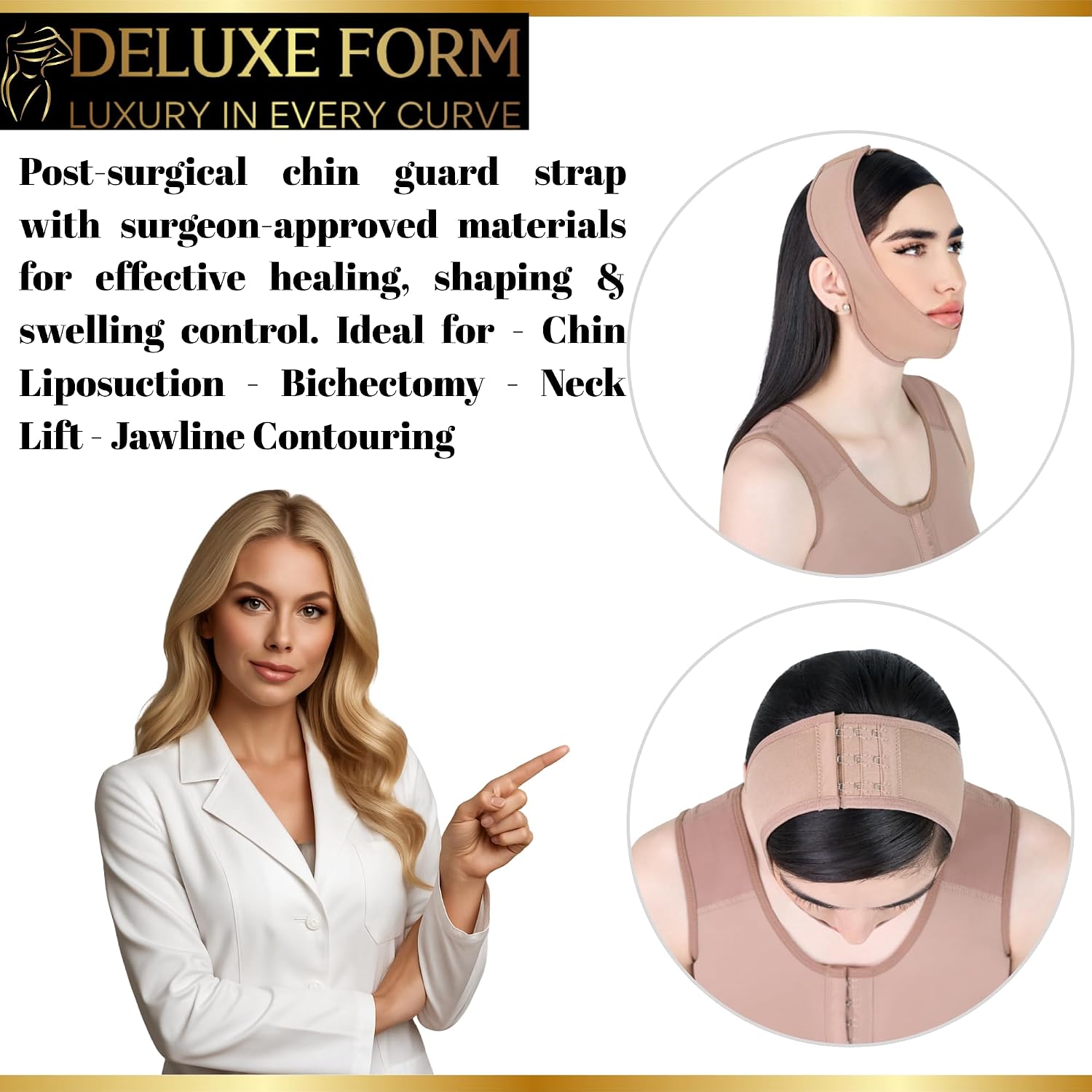 Chin Slimming Strap – V-Line Face Slimming Band for Women – Post Surgery Chin Lipo & Facelift Recovery Garment – Colombian Mentonera Balaca for Double Chin & Neck Support, One Size