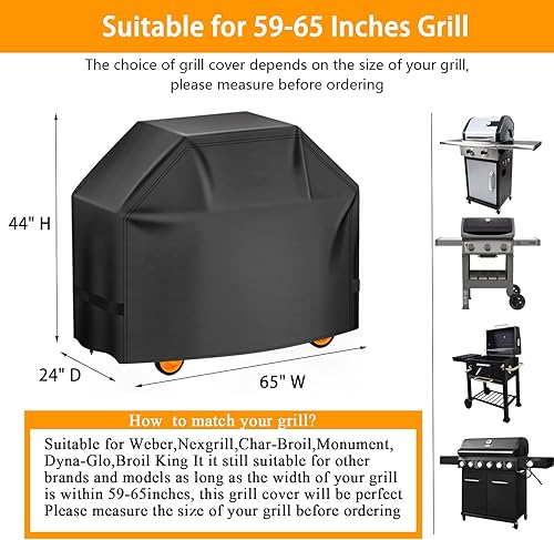 Miniatura 72 de Funda para parrilla de 44 pulgadas, cubierta de parrilla de gas para parrilla al aire libre, cubierta de parrilla Charbroil impermeable, anti-UV