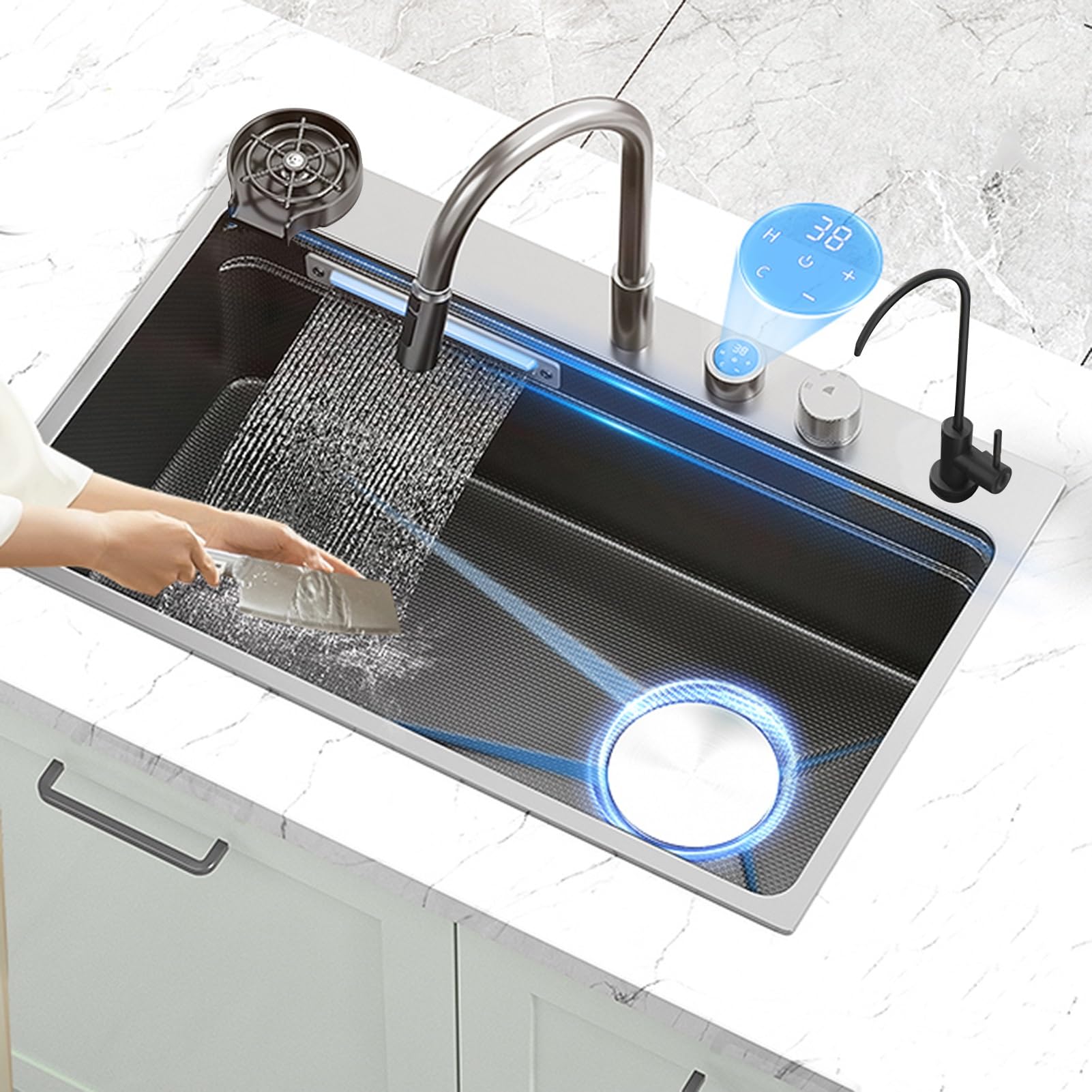 Amazon.co.jp: スマートタッチボタン引き出し式蛇口付きキッチン