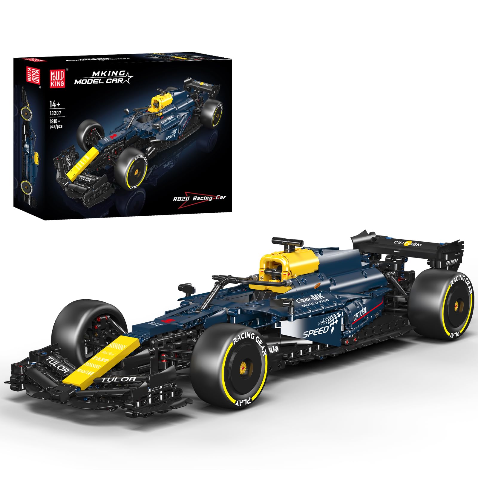 Mould King 13207 Juego de construcción de Coche Deportivo técnico, supercoche estático para exhibición, Modelo Coleccionable de Bloques para 14+, 1810 Piezas