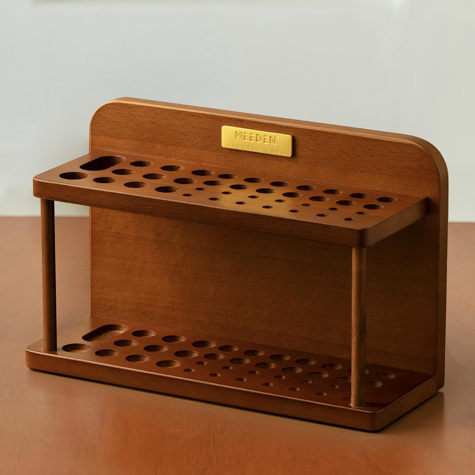 PRO Paint Brush Holder: 39 Holes Wooden Paint Brush Organizer for Artist - Wood Pencil Holder for Paintbrushes, Pens and Art Tools - Paint Brush Stand Storage Rack for Desk, Arts and Crafts