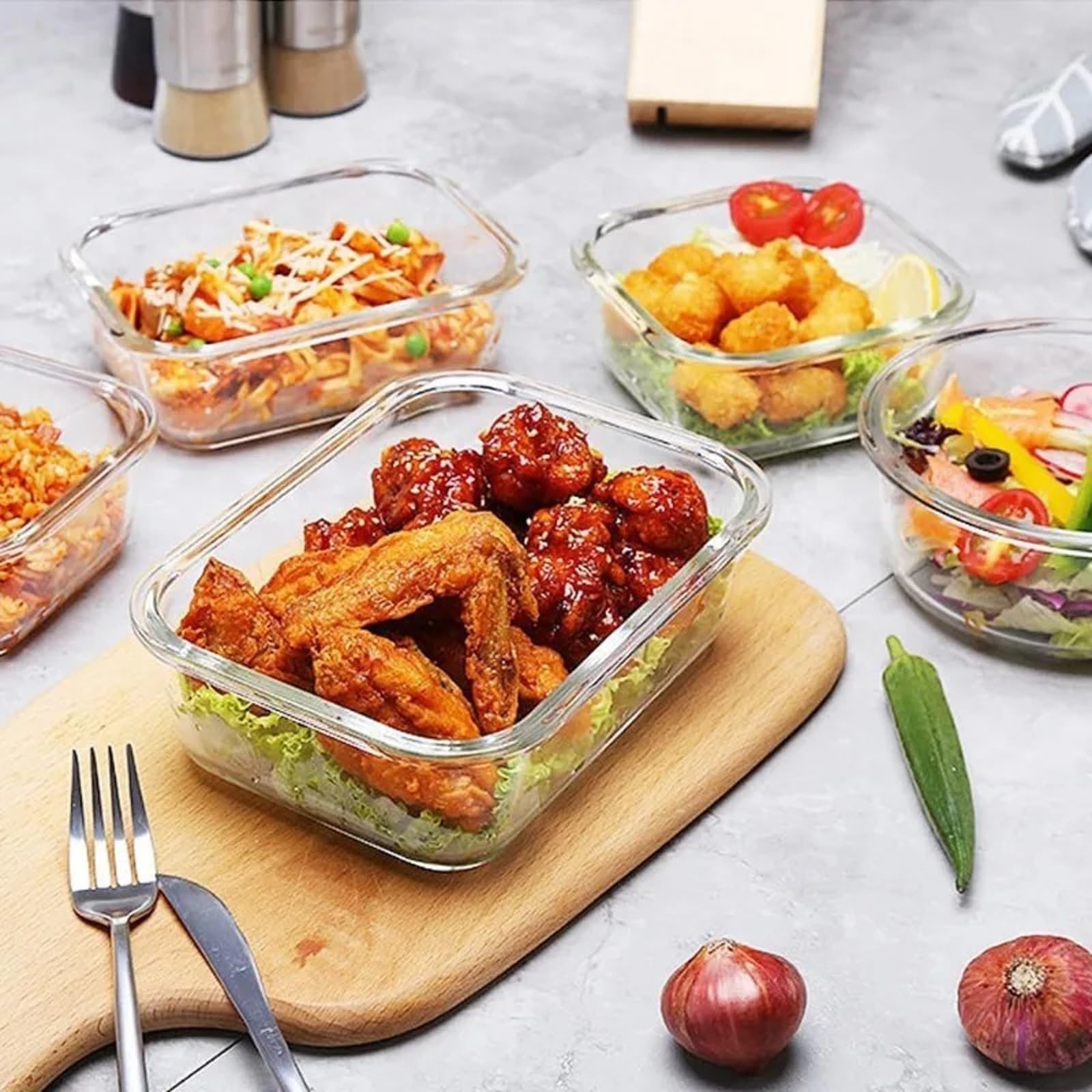 Set di 15 contenitori ermetici in vetro per la preparazione dei pasti, impilabili, contenitori per alimenti per la preparazione dei pasti e soluzioni ecologiche per la conservazione della cucina