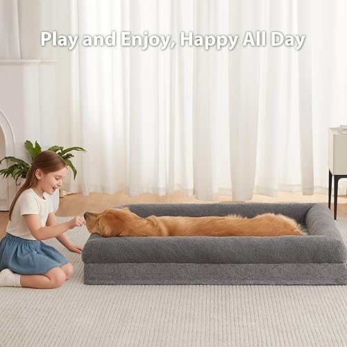 Miniatura 6 de RRPETHOME Camas lavables para perros de gran tamaño, camas ortopédicas extra grandes para perros con funda extraíble, cama impermeable para mascotas