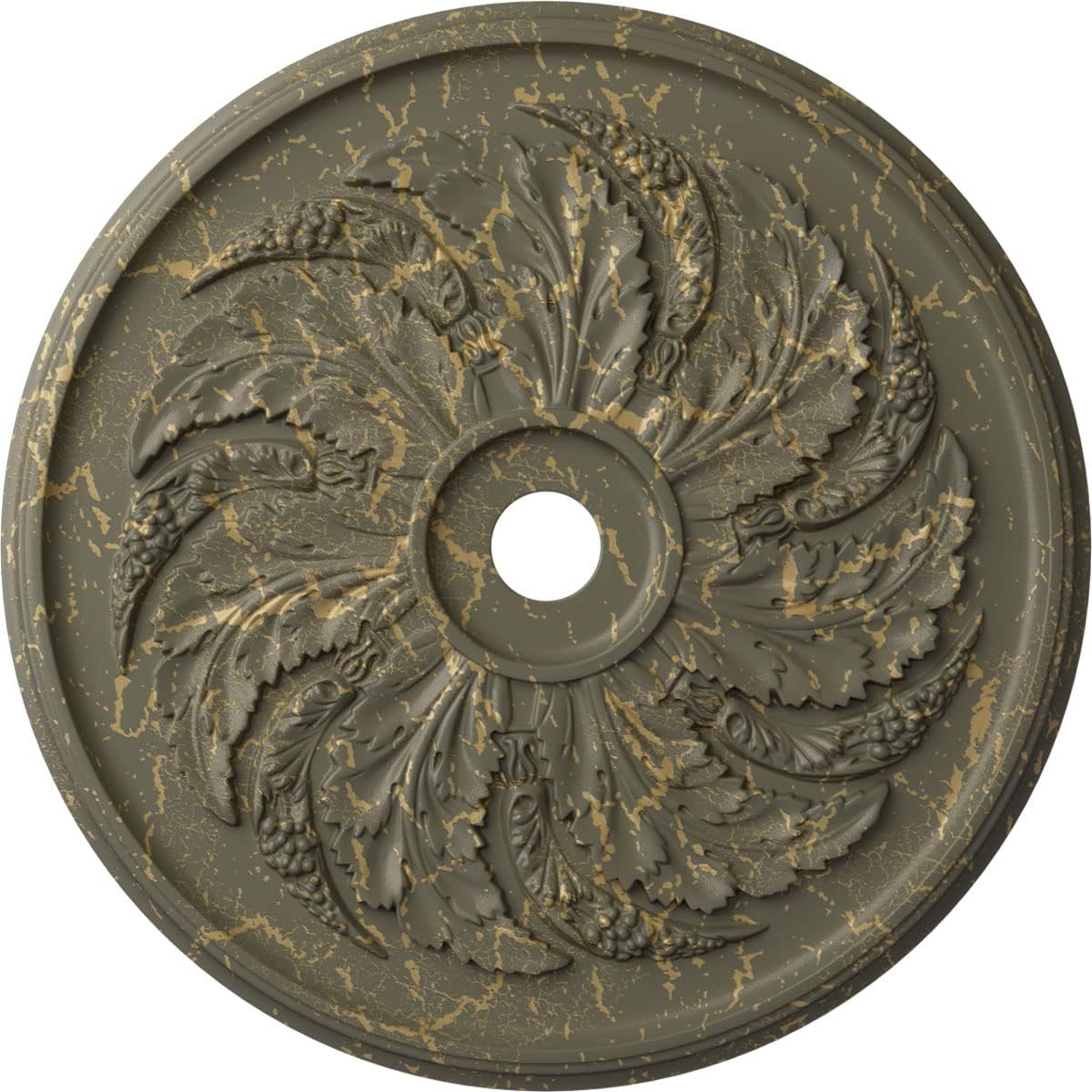 Ekena Millwork CM42SKWHC Sellek Ceiling Medallion, 42 1/8"OD x 1 7/8"P (Fits Canopies up to 9"), Hand-Painted Witch Hazel Crackle