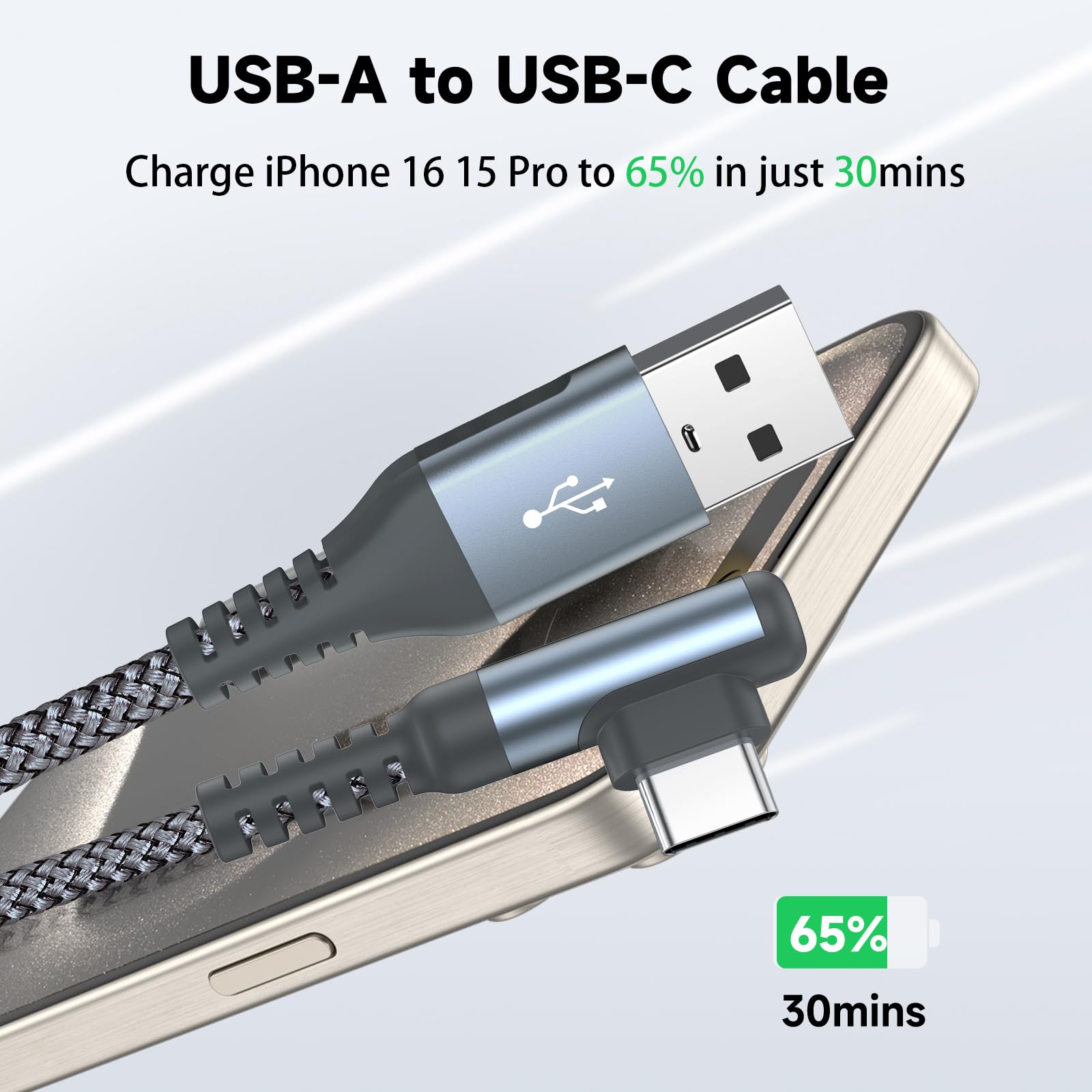 AviBrex Cavo USB Type-C di 90 Gradi [2 Pezzi 2M], Tipo C Cavo USB A a USB C 3,1A Ricarica Rapida Nylon per i Phone 17 16 15 Pro Max,Samsung S25 S24 a S8,A71,A54,M31,Note20,Xiaomi,Huawei,Pixel,LG