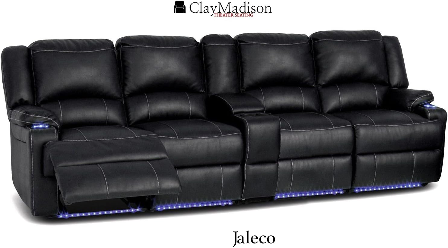Jaleco Theater Seats, Dual Loveseat Row of 4 Chairs By Clay Madison Theater Seating (Black Licorice)
