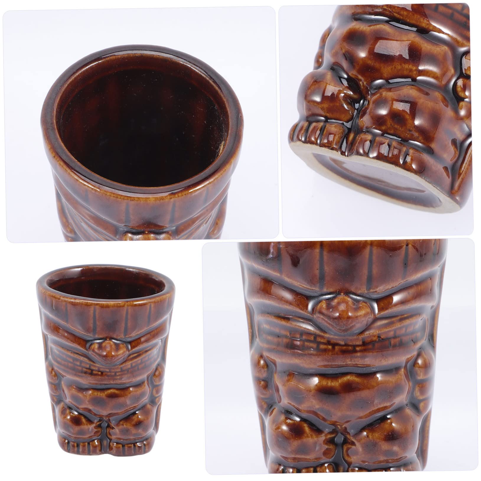 PRETYZOOM 4 Uds Tiki Taza Pequeña Copa De Vino Copa De Cóctel Decorativa Copas De Cóctel Taza De Fiesta Hawaiana Vasos para Beber Copa De Vino Copas Tiki para Cócteles De Cerámica