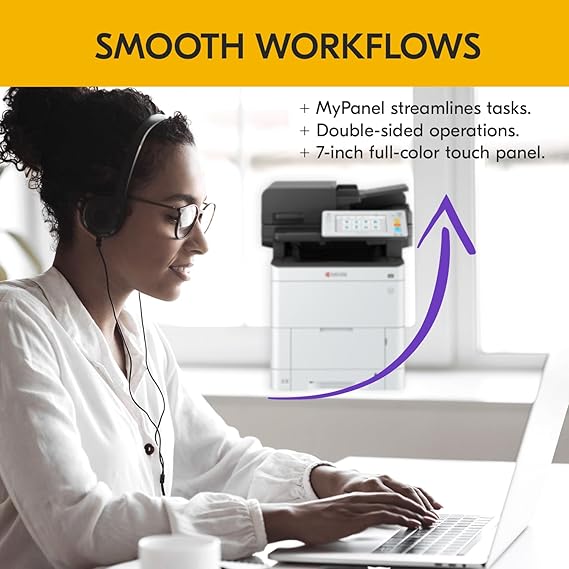 KYOCERA ECOSYS MA3500cifx All-in-One Color Laser Printer (Print/Copy/Scan/Fax), 37 ppm, 1200 dpi, Gigabit Ethernet & HyPAS Capable, 7 inch Touchscreen Panel, Dual Scan Document Processor