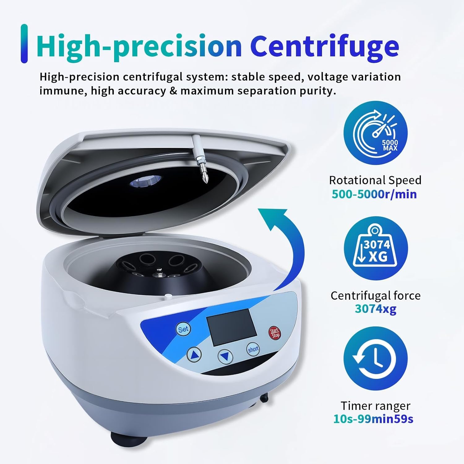 Lab Centrifugal Machine 500-5000RPM, Low Speed Benchtop Centrifuge 6x15ml/10ml Centrifuge Tubes for PRP
