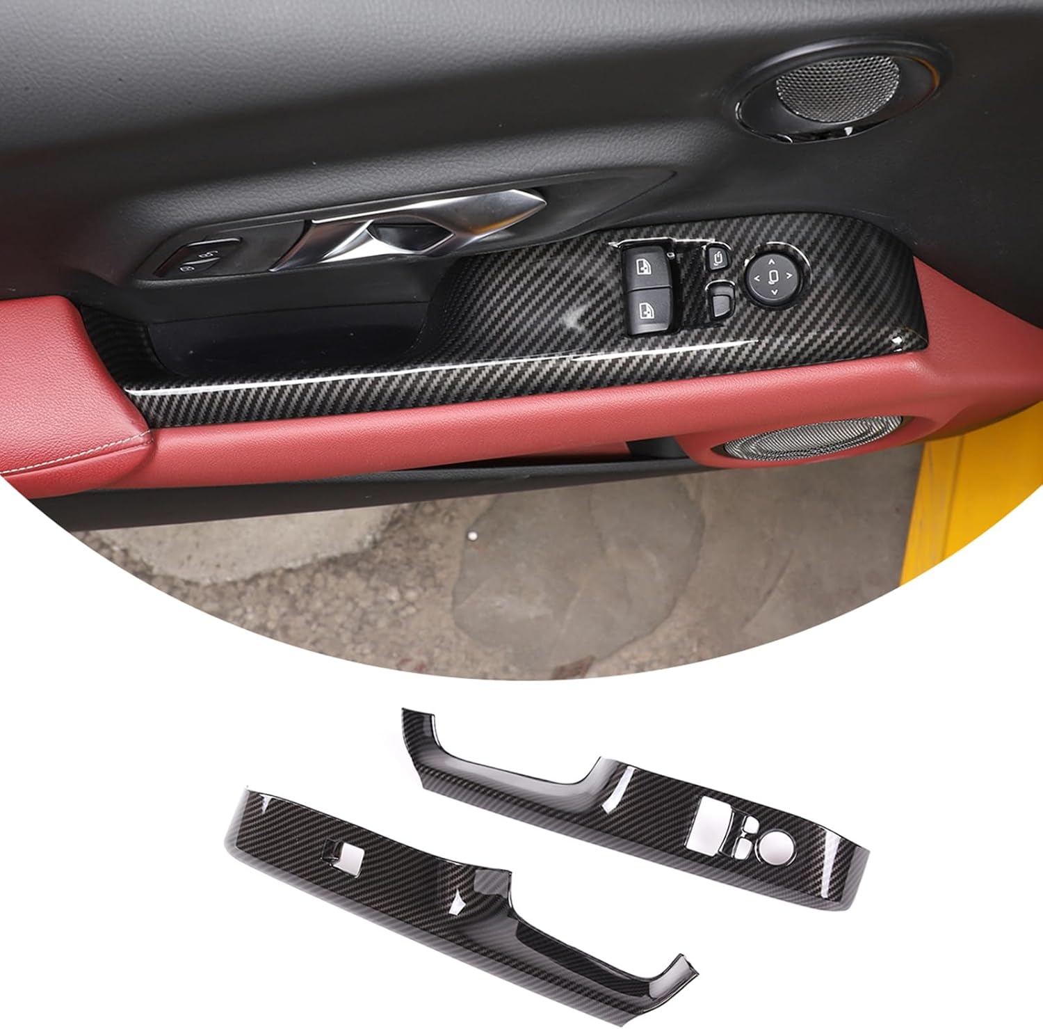 ABS Car Look Interior Door armrest Window Switch Panel Cover Trim for Toyota Supra GR A90 A91 MK5 2019 2020 2021 2022 2023 2024 2025 2026+ LHD Black Carbon Fiber