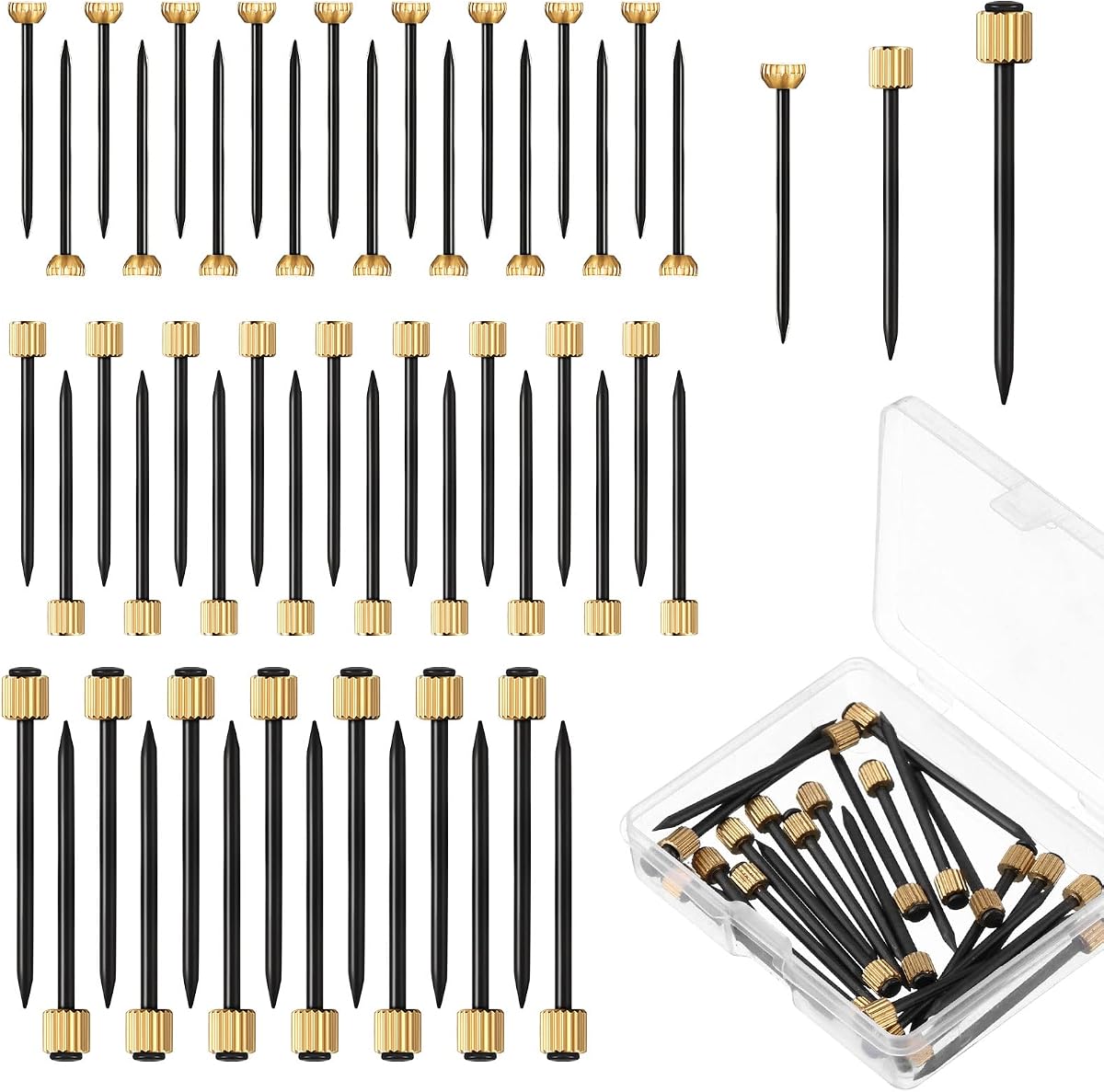 Hotop 75pcs Picture Hanging Nails 3 Sizes Wall Decorative for Art Hanging Picture Frame Hardware Black Steel Nail Brass Head Hardware Hanger for Wall Art Decor(75 Pieces,Small, Medium, Large)