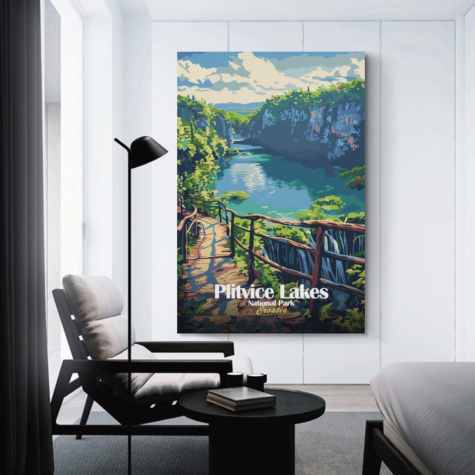 Junmoney Plitvice Lakes National Park Croatia Canvas Wall Decor, 24x36inch(60x90cm), for Office, Study Or Home Workspace, Wall Art That Adds Style to Work Areas