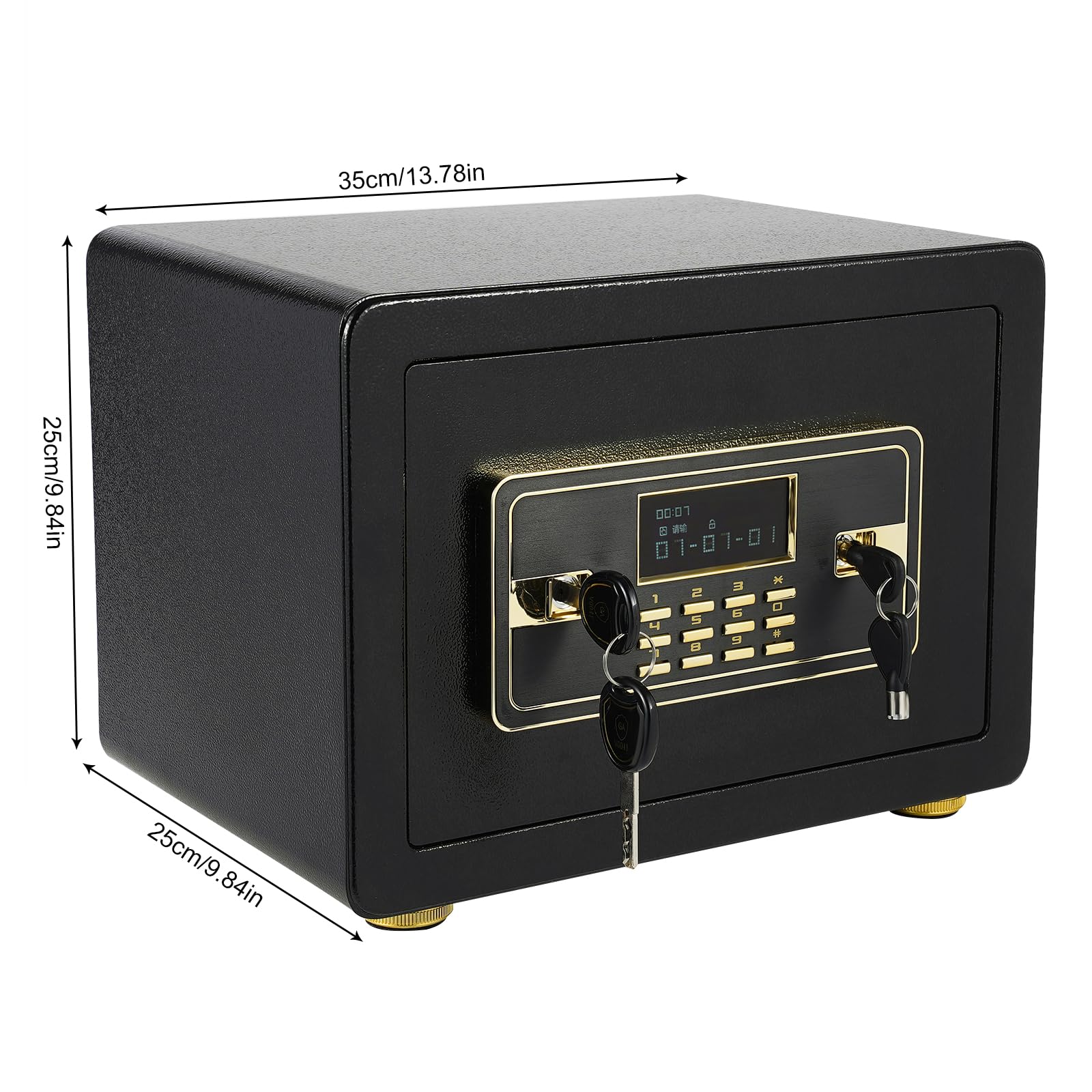 Mini cassaforte elettronica, 35 x 25 x 25 cm, con tasca, cassaforte digitale con tastiera, luce LCD, mobili cassaforte per soldi, gioielli, documenti