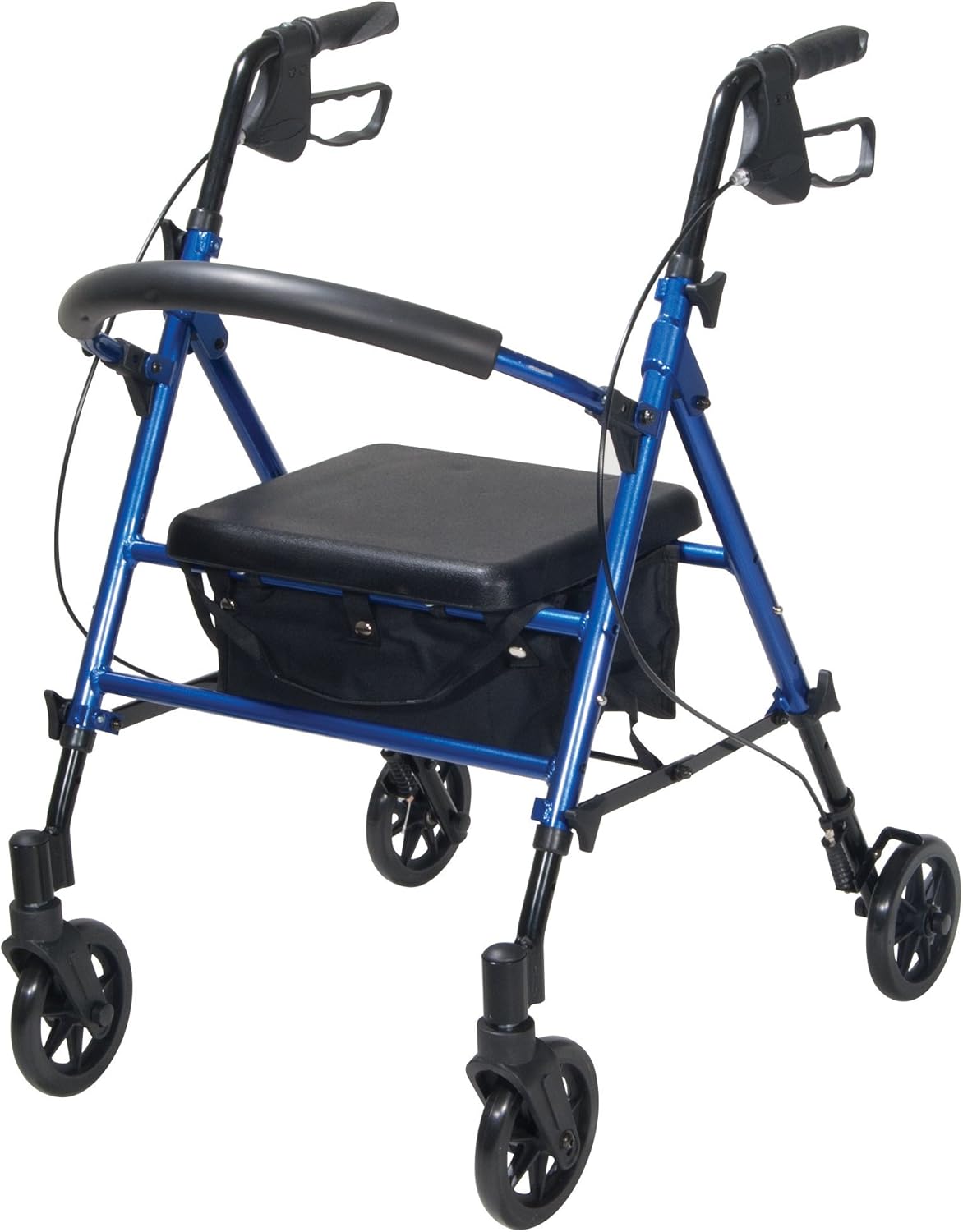 Drive Medical RTL10261BL Foldable Rollator Walker with Seat - Adjustable Handles and Seat, Blue