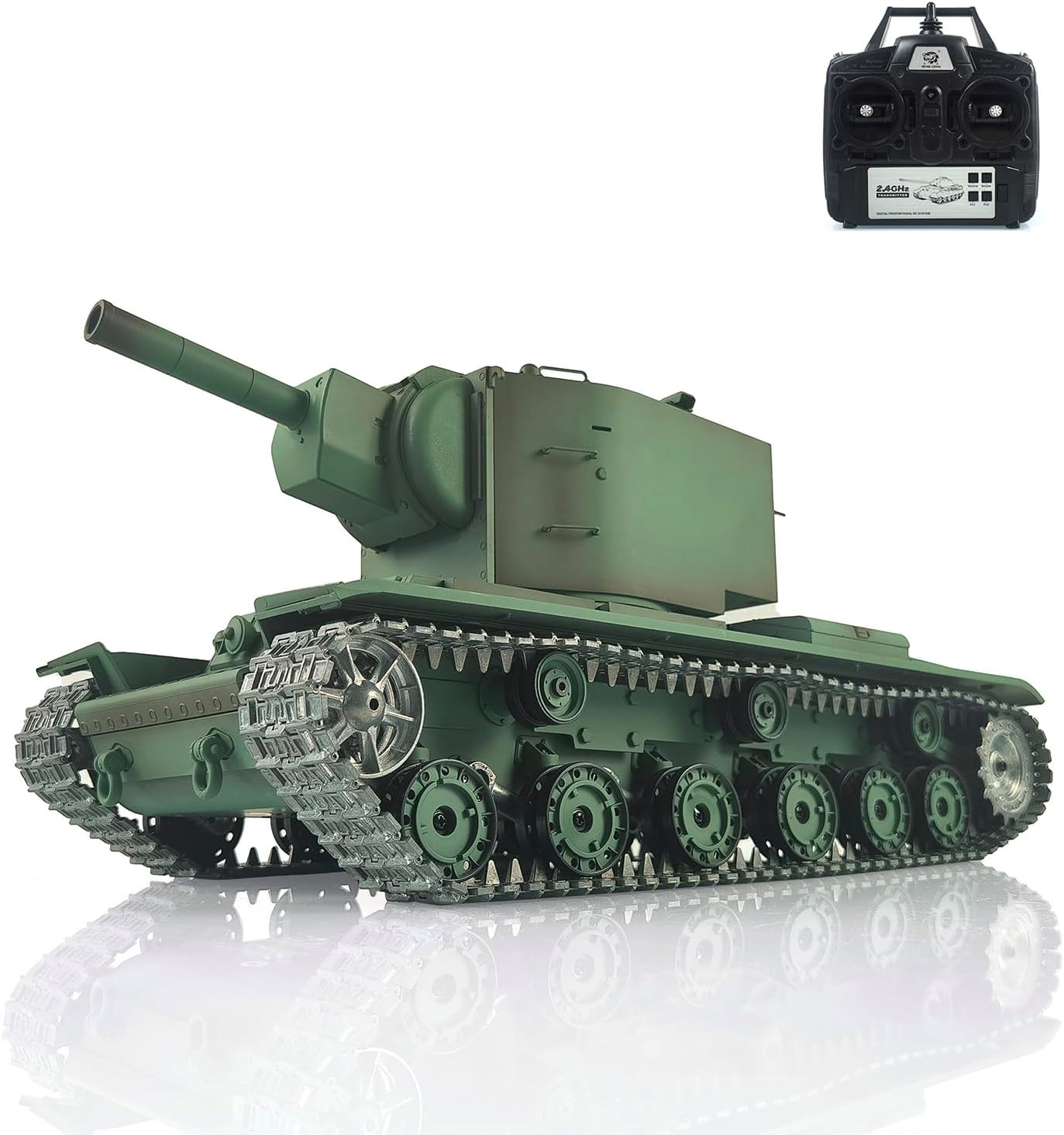 Heng Long US in Stock, 1/16 Upgraded 7.0 Soviet Kv-2 RTR RC Tank Gigant 3949 with Smoking Generator, Metal Tracks, Barrel Recoil, 340 Rotating Turret, Infrared Combat, BB Shooting Airsoft