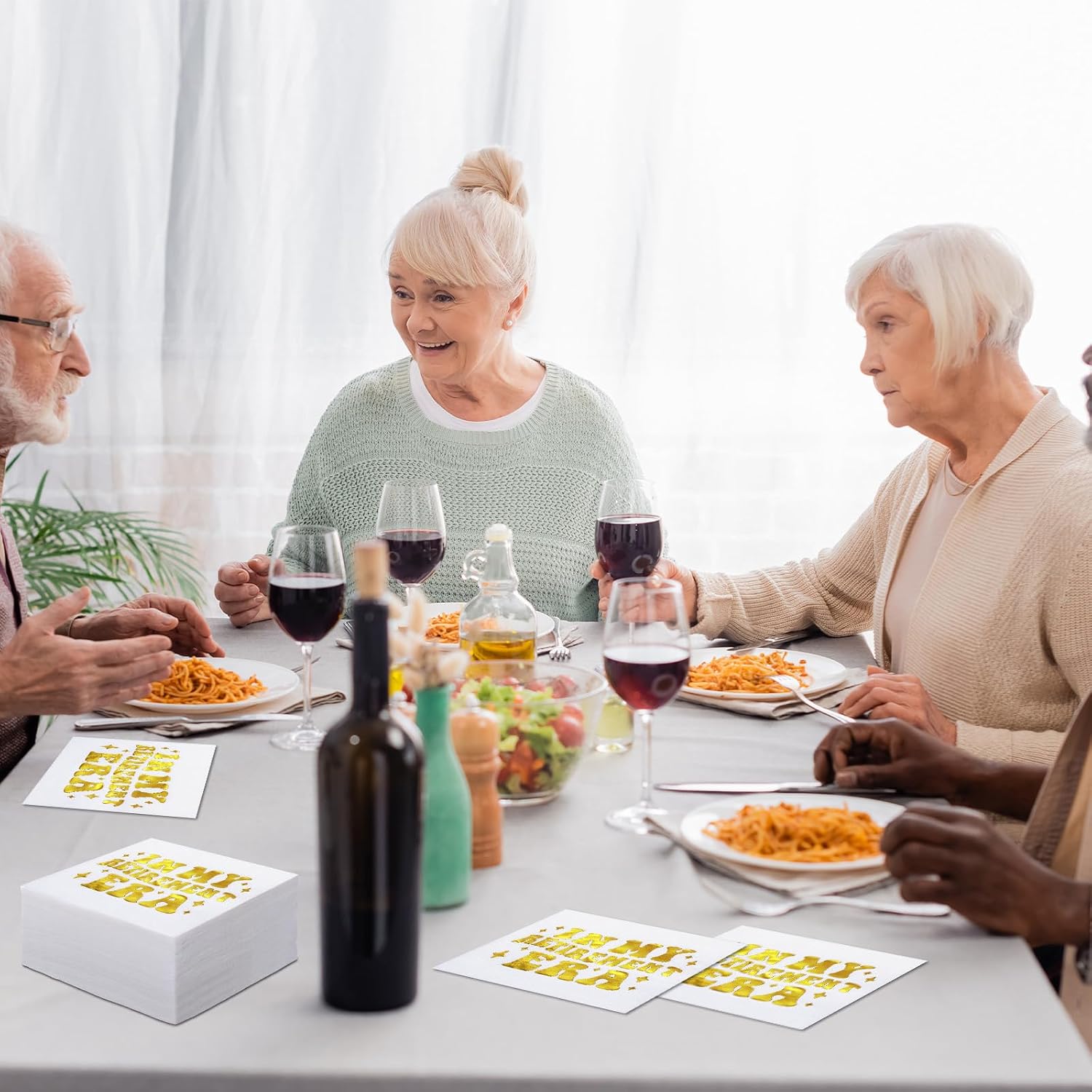 100 PCS Retirement Napkins - 2-Ply Paper, Yellow with Gold Design - 9.84 x 9.84 inches - Perfect for Retirement Parties