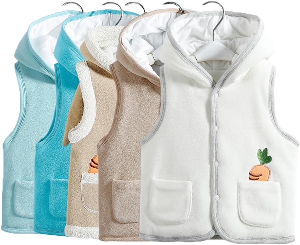 Monvecle Baby to Toddler Fleece Hooded Vests Unisex Infants Sleeveless Padded Waistcoat Bunny 6-9M