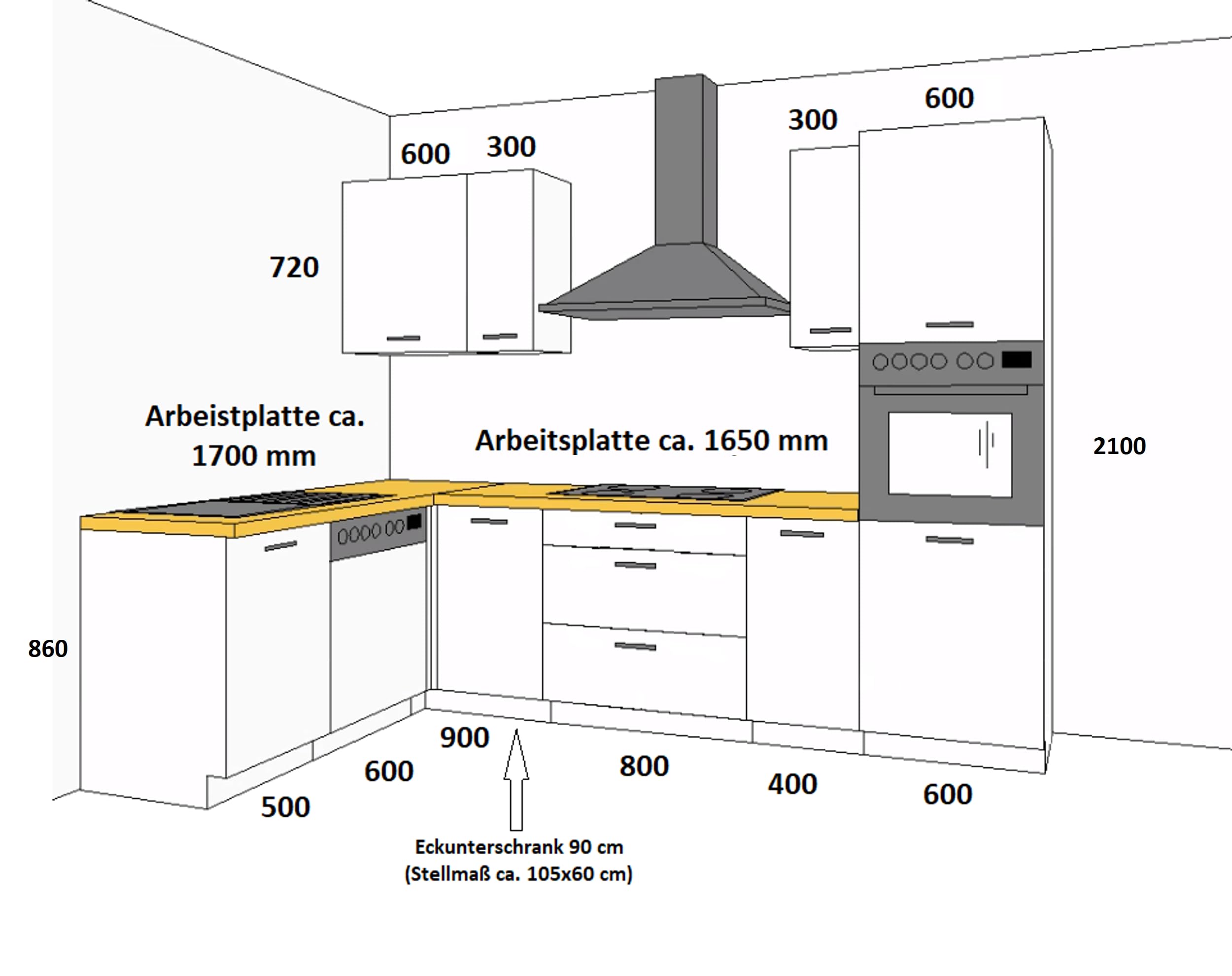 Landhaus Küche Stilo Weiß 170x285cm Küchenzeile Einbauküche Eckküche Winkelküche