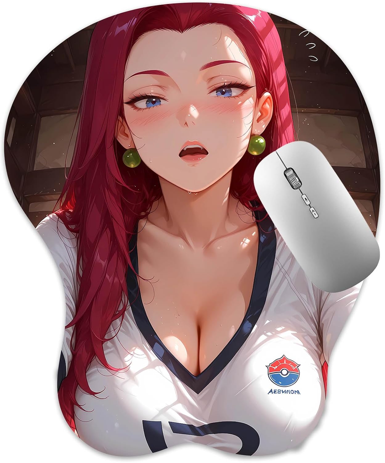 3D Mouse Pad, Oppai Mousepad with Soft Gel Wrist Rest Anime Manga Gaming Boob pad Anti-Slip Mouse Mat, Jessi