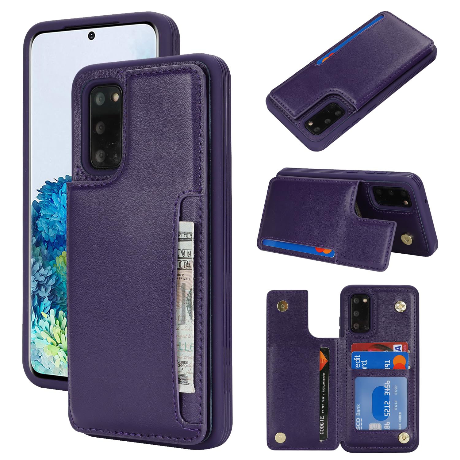 iCoverCase Compatible with Samsung Galaxy S20 Case with Card Holder, S20 Wallet Case for Women Men [RFID Blocking] PU Leather Protective Phone Case