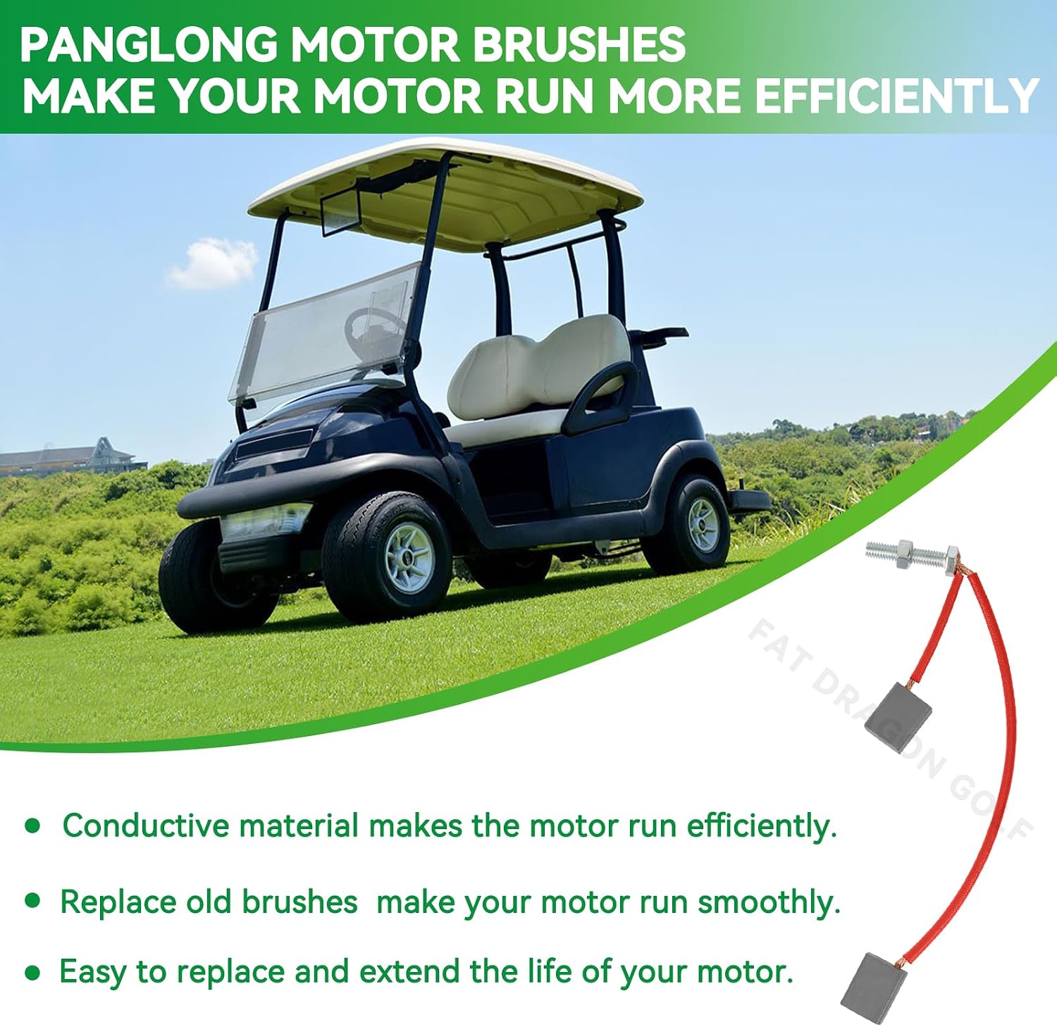 Panglong Golf Cart Starter Generator Motor Brush Set Kit for Club Car & EZGO, Fit 2010-UP Club Car Precedent Gasoline, 2018-up Tempo Golf Cart, 2008-up EZGO Golf Cart #103347301 612038