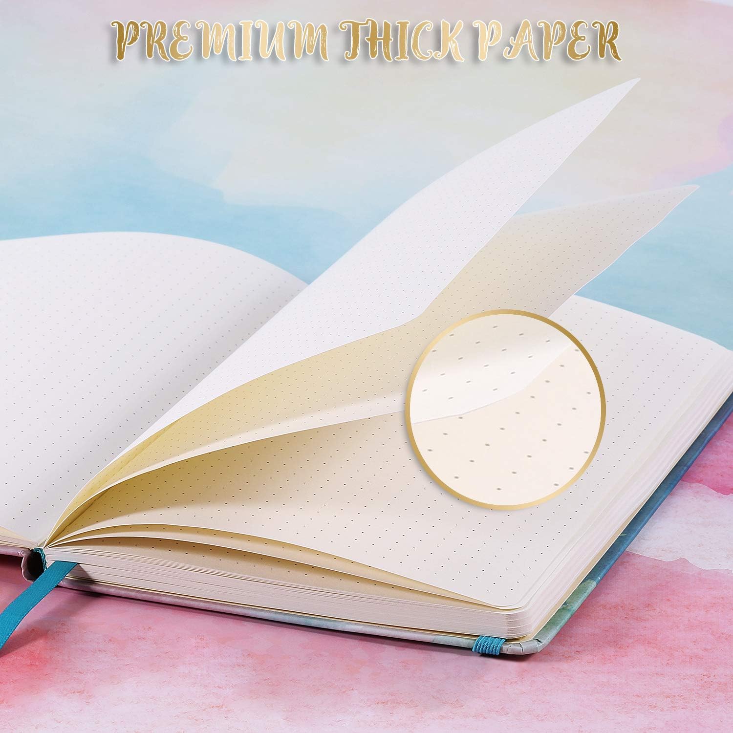 Dotted Bullet Notebook/Journal - Dot Grid Hardcover Notebook, Premium Thick Paper with Stickers and Page Quick Page Finder, 5.75" x 8.4"
