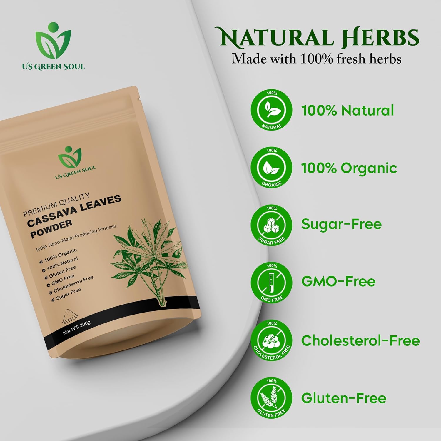 Cassava Leaf Powder - 100% Pure, Organic Dried Leaf Powder for Cooking and Beverages