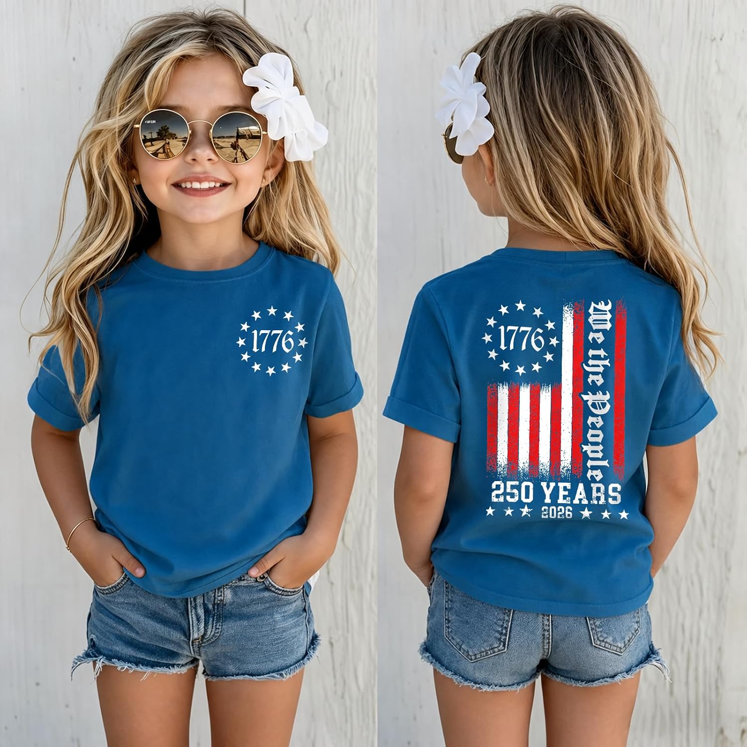GLIGLITTR Toddler Boys Girls 4th of July Shirt 250 Anniversary USA We The People T-Shirt Kids Patriotic American Flag Tee Top
