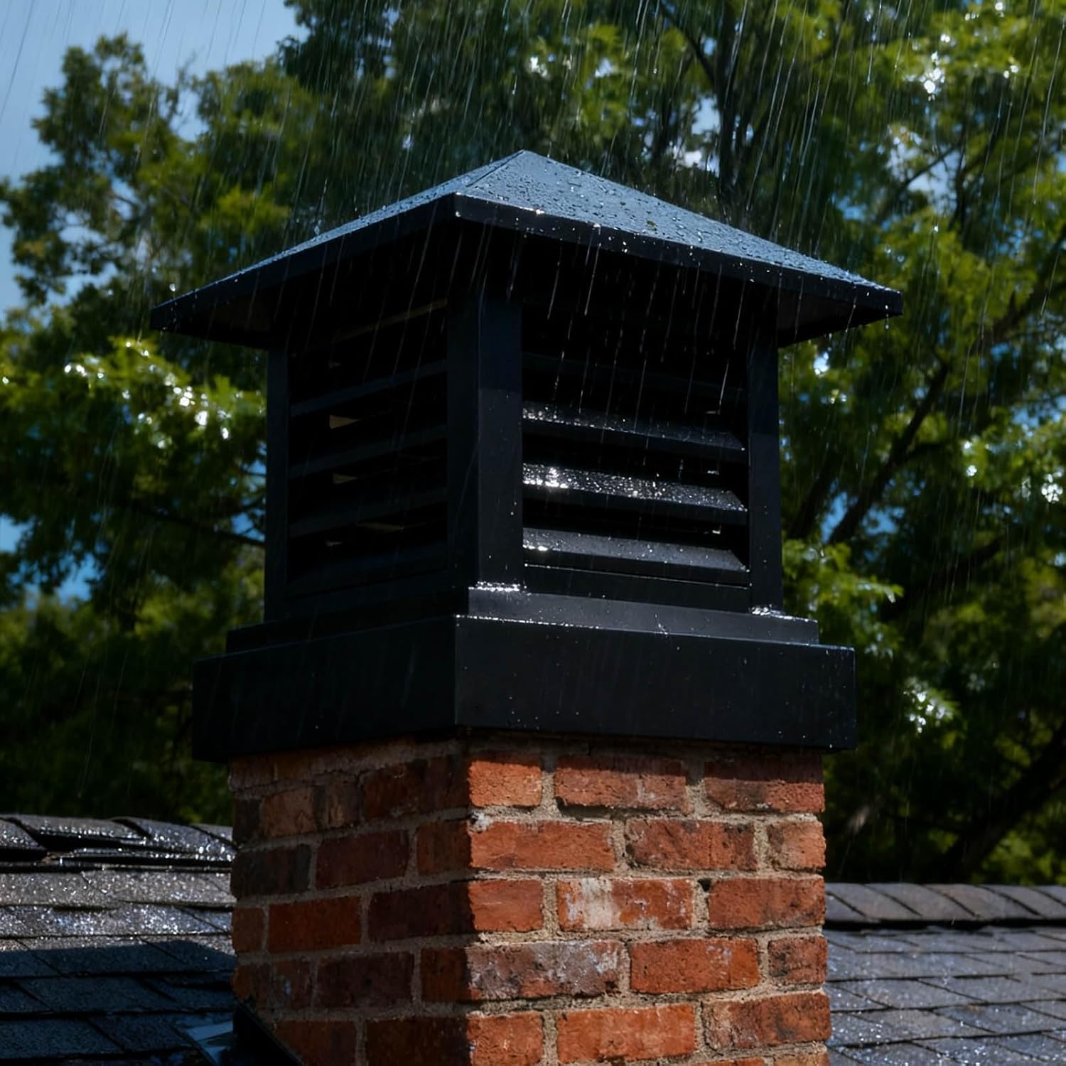 Chimney Cap 10-23.8in Square Aluminum Chimney Cap Rainproof Durable Fireplace Roof Cover for Outdoor Use Villa Rust-Proof Replacement Shroud Easy Installation(10x10in)