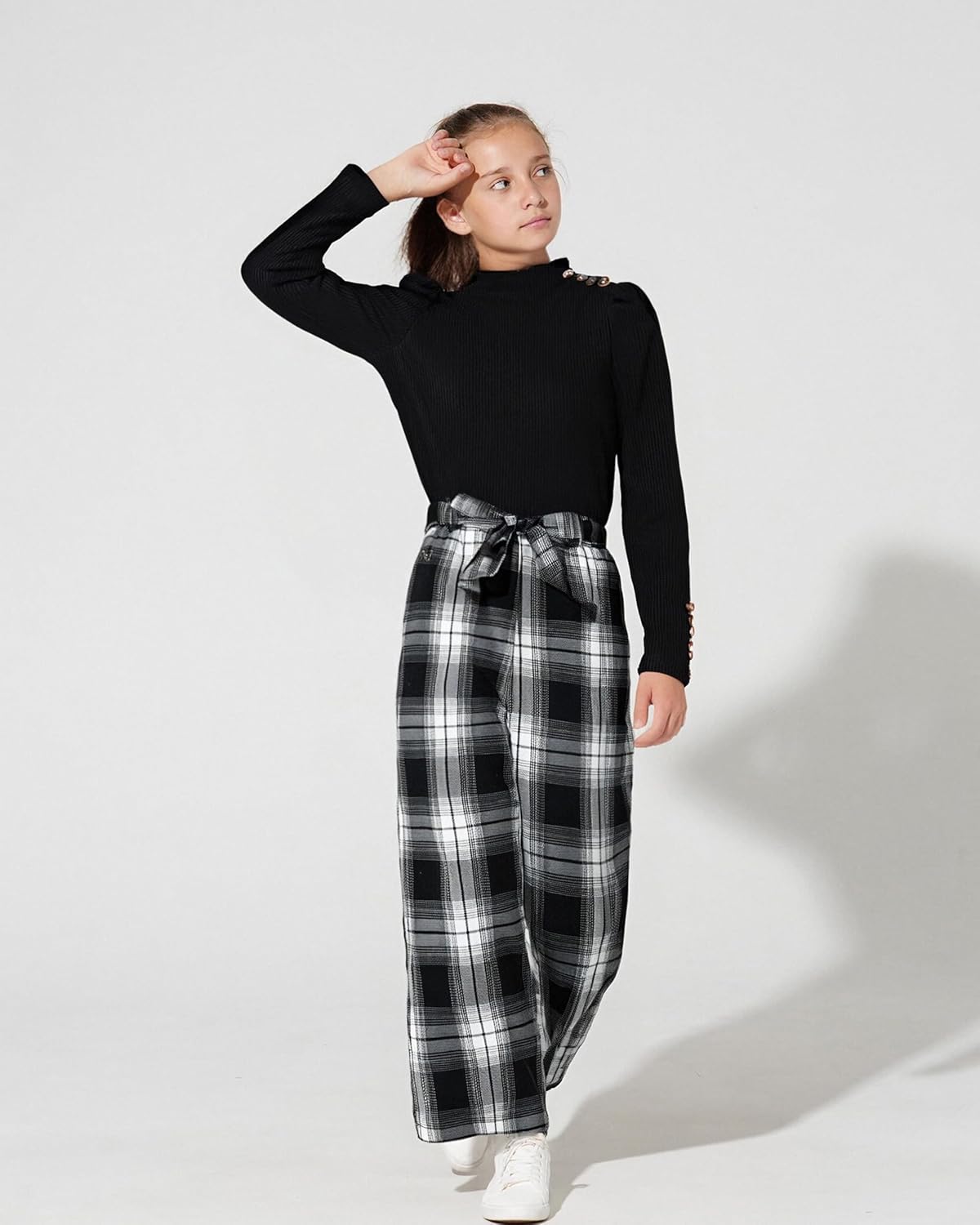 Girls Clothes Kids Fall Winter Outfits Long Sleeve Top Plaid Pants Casual Little Girl Clothing - Image 2