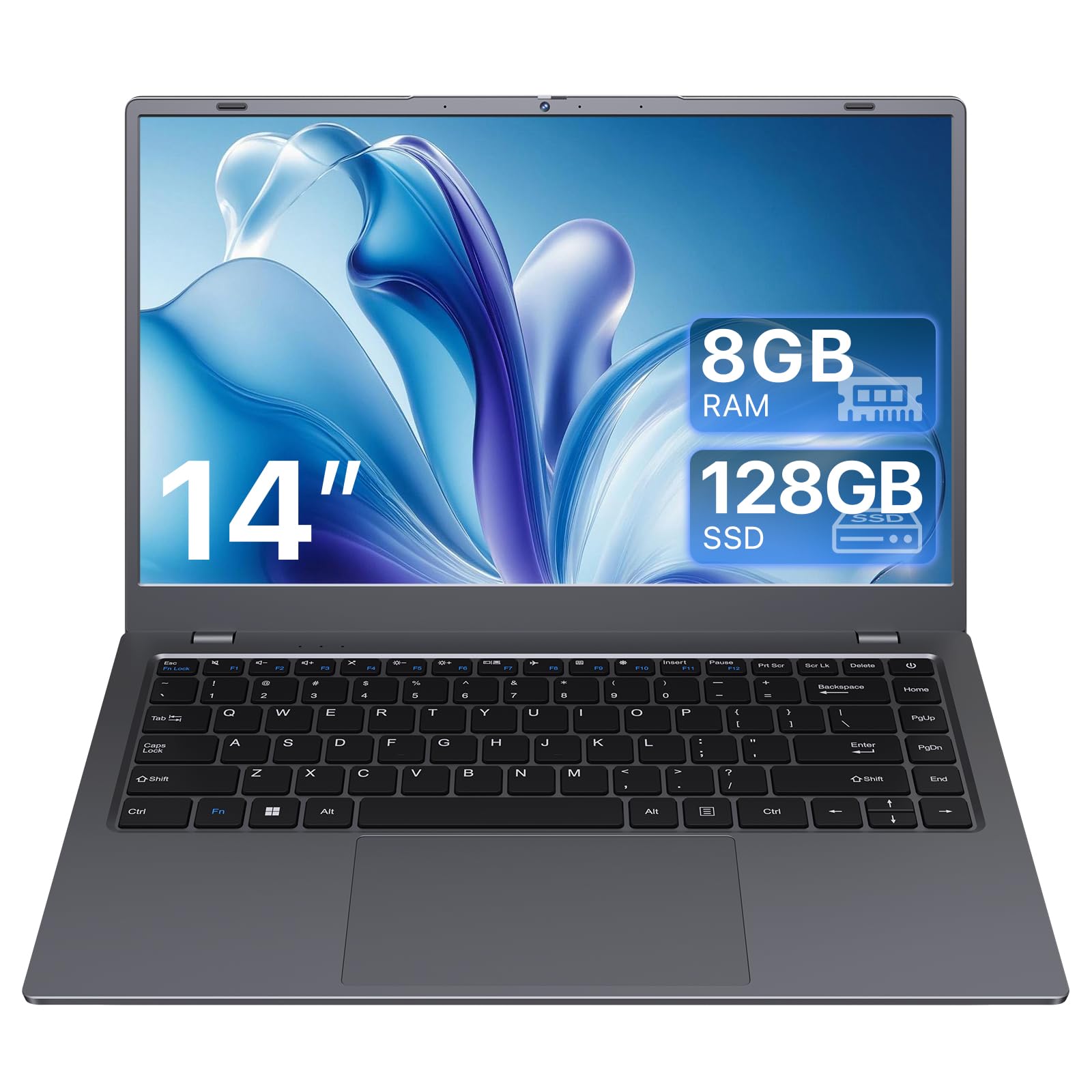 ZENSAUN 14 Inch Laptop Computer - 8GB RAM 128GB SSD Laptops with Pentium Gold 6500Y (Up to 3.4GHz), FHD IPS Screen, USB C, USB 3.2, HDMI, Lightweight Portable Laptops for Students, Work and Travel