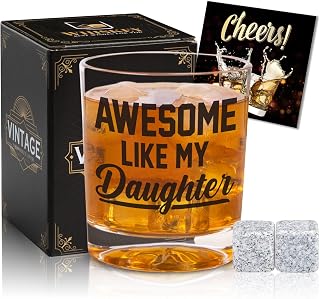 Awesome Like My Daughter Whiskey Glass, Funny Girl Dad Gifts from Daughter