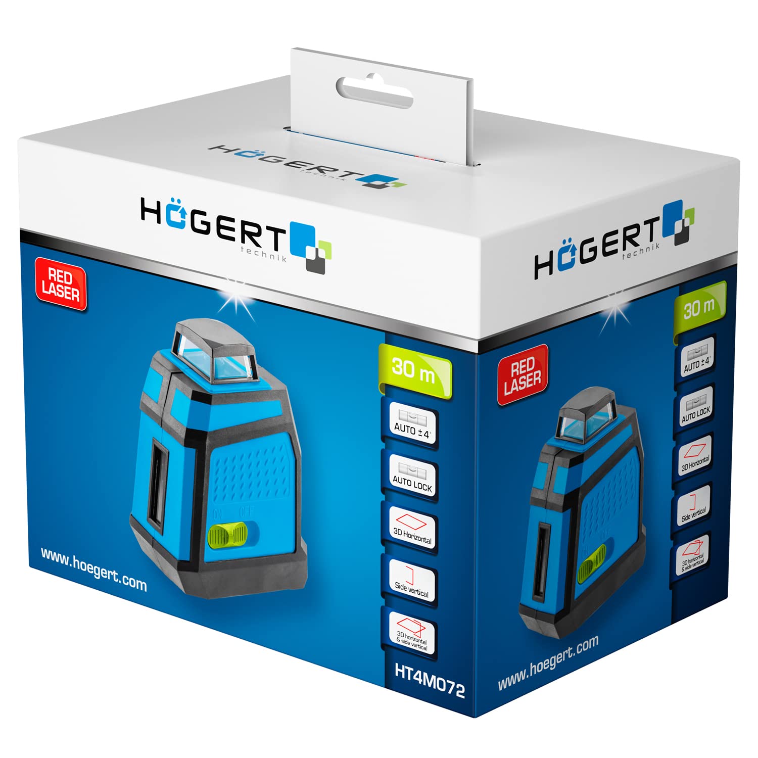 Högert Technik Livella a bolla professionale 3D e laterale, autolivellante, area di lavoro: raggio fino a 15 m/diametro fino a 30 m HT4M072