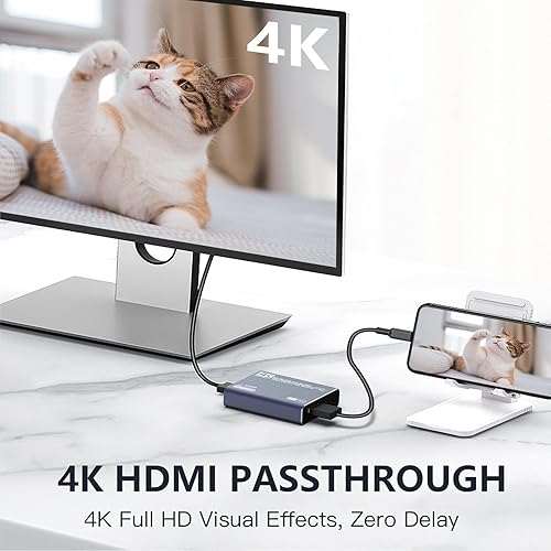 Miniatura 6 de Tarjeta de captura de video de audio 4K con cable HDMI, USB 3.0, Full HD 1080P para grabación de juegos, transmisión en vivo..