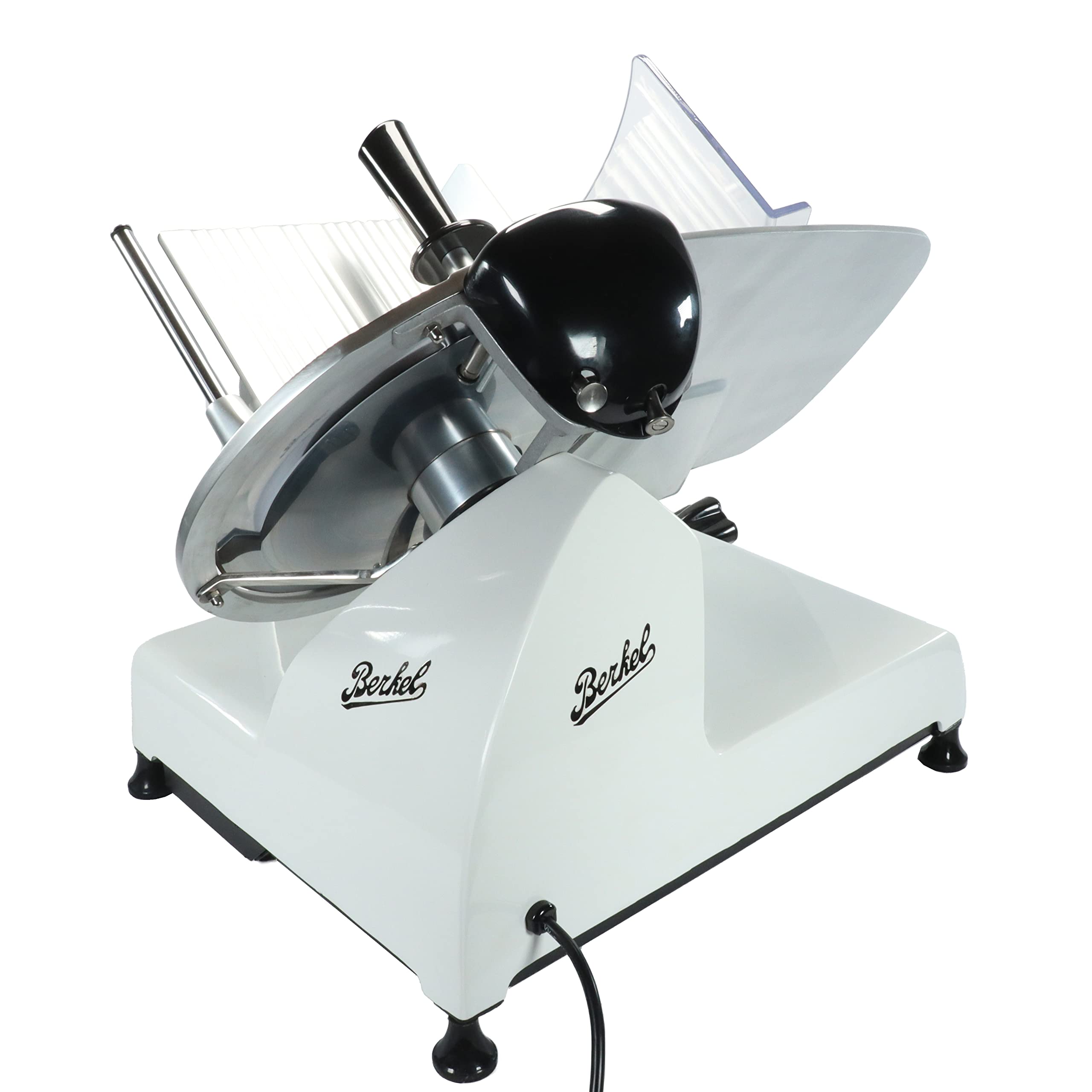 Palatina Werkstatt ® Berkel Red Line 300 | Affettatrice a gas | Diametro lama 300 mm | Bianco | Affettatrice integrata | + tagliere in legno di barile