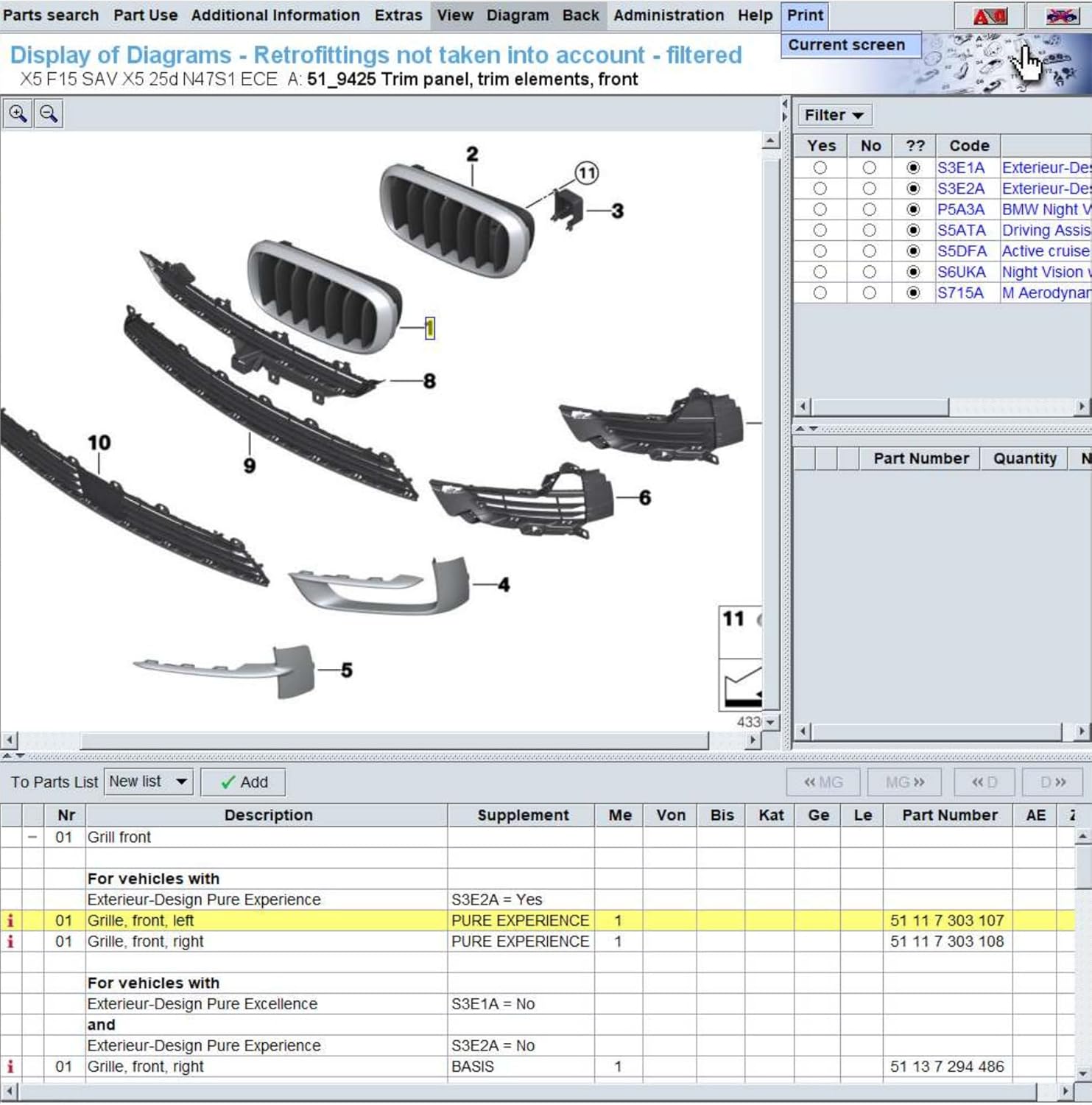 2pas For BMW 2014-2018 Model X5 SUV Double kidney grille, Chrome Frame grey Stripe xDrive 28i 30d 35i Front bumper Radiator grills, 51117303107 51117303108 Driver location/Passenger side
