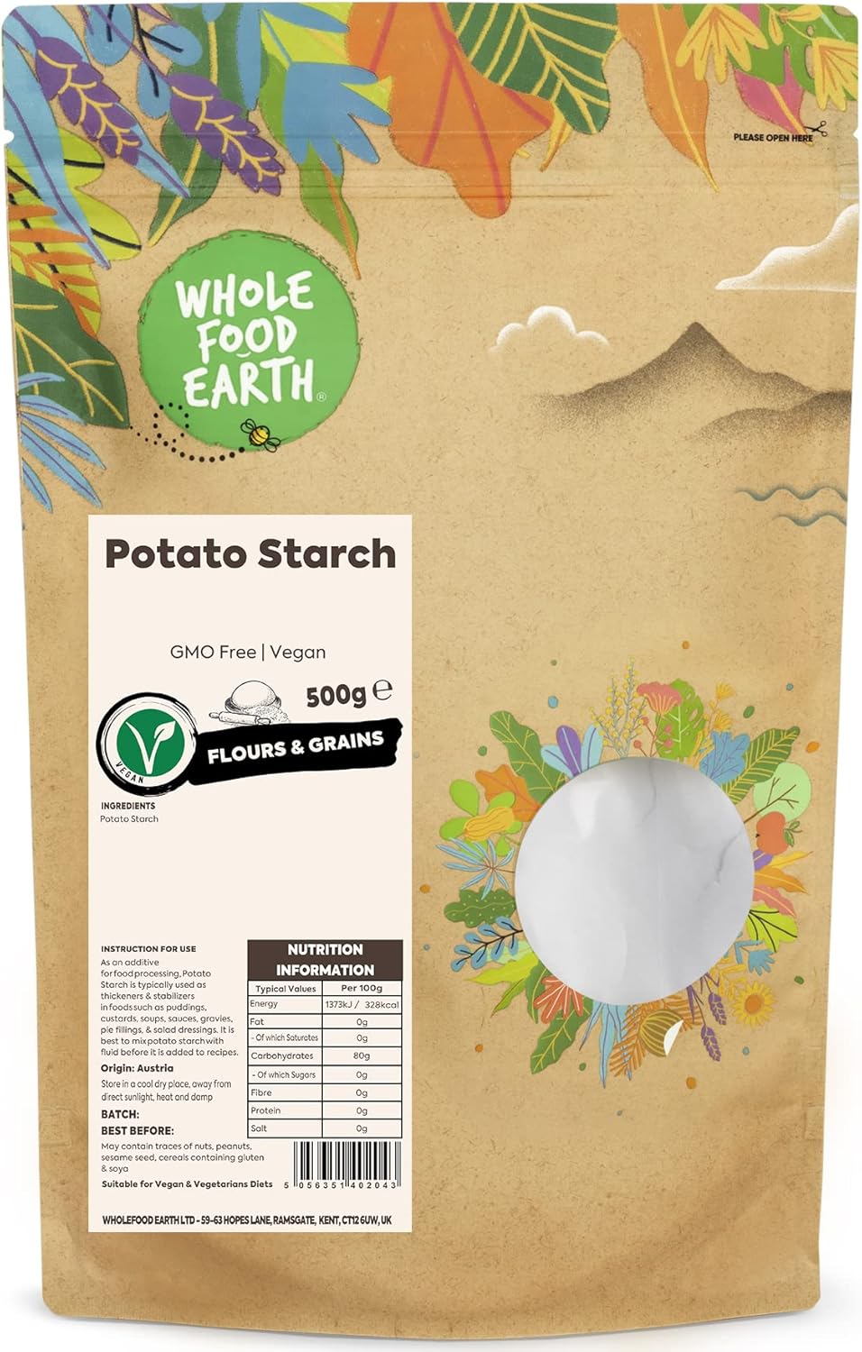 Wholefood Earth Potato Starch 500 g | GMO Free 500 count (Pack of 1)