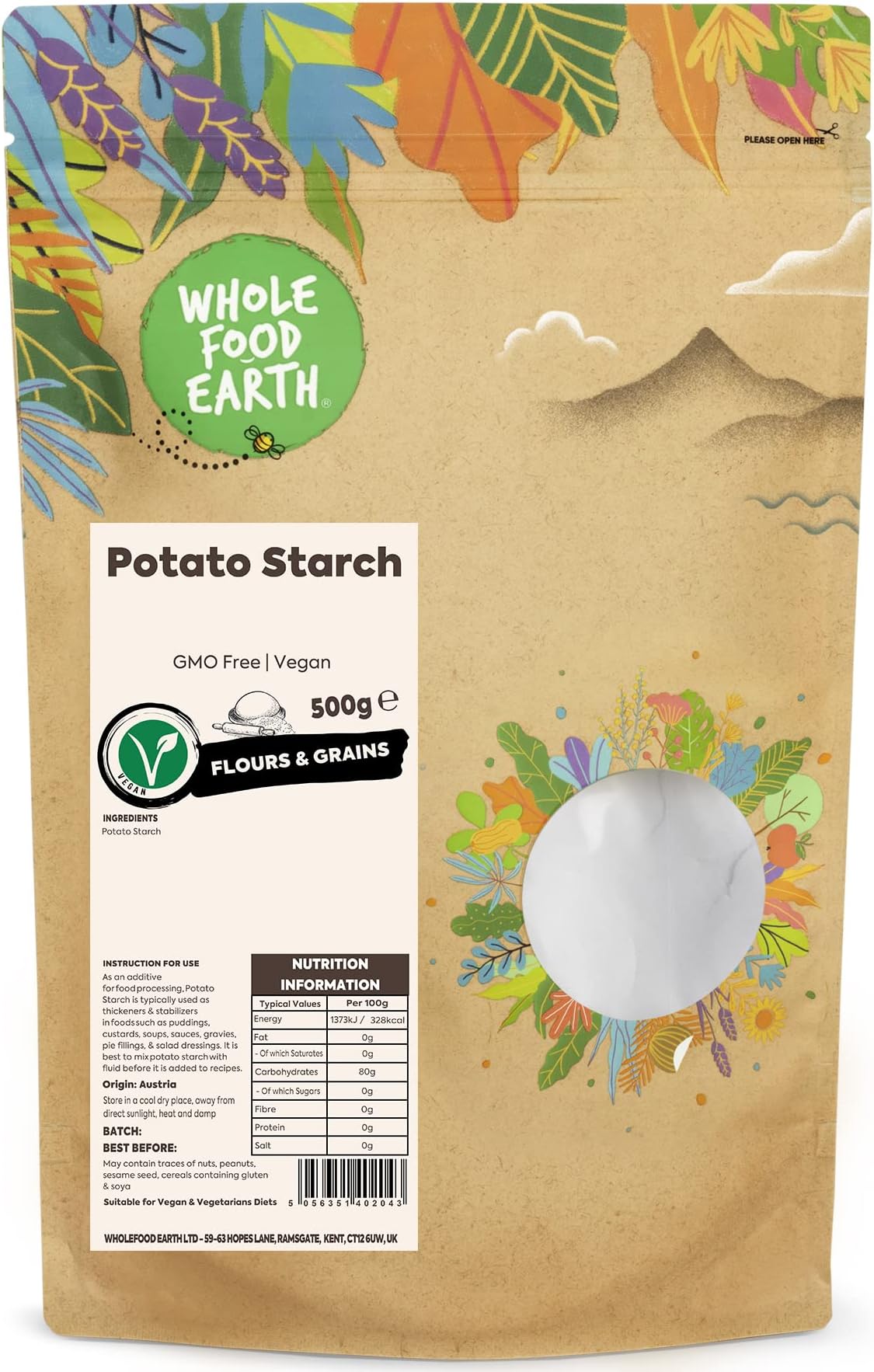 Wholefood Earth Potato Starch 500 g | GMO Free