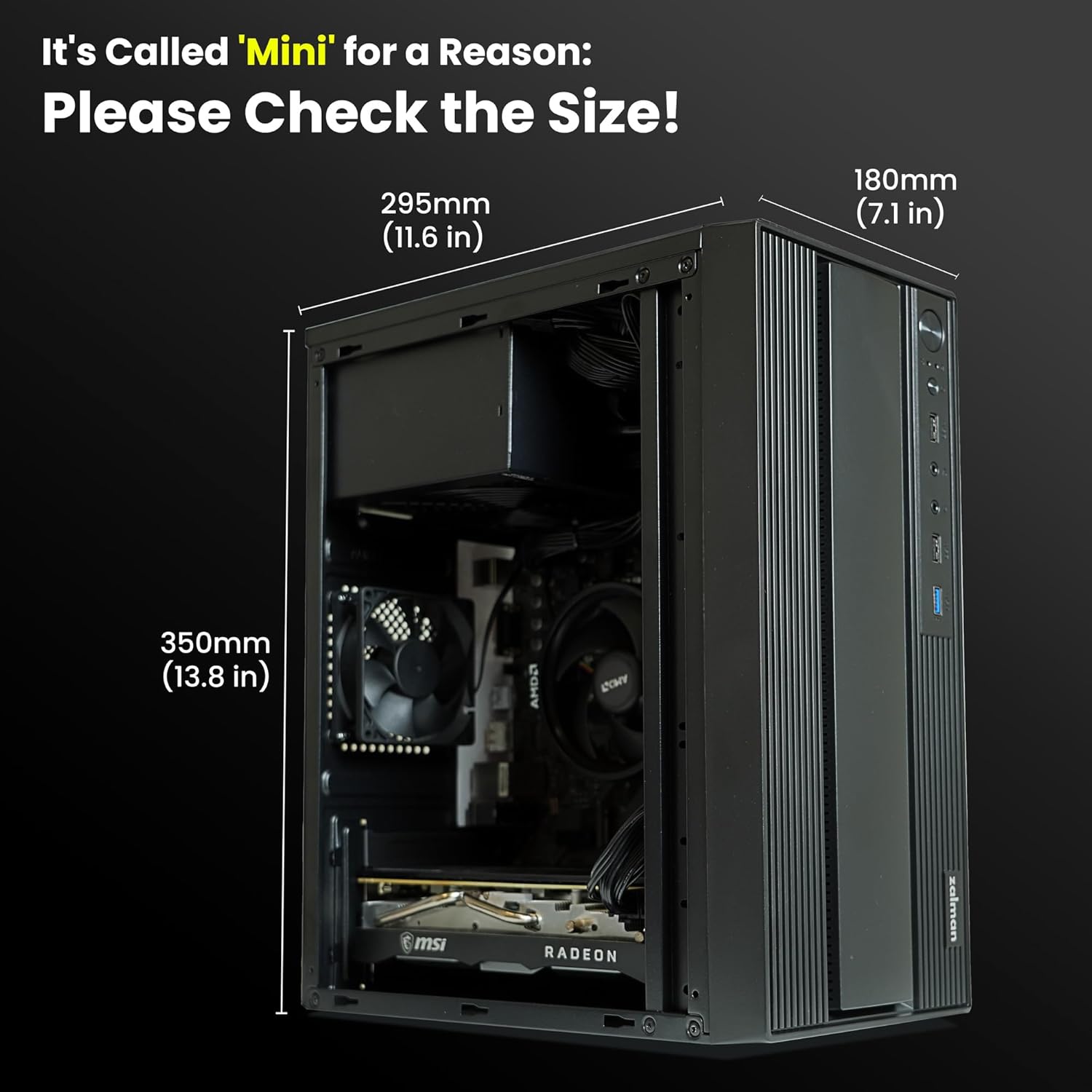 Zalman T6 MINI dimensions diagram