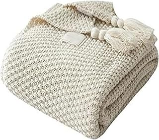Manta Polar, Manta Polar for sofá Cama, Manta de Punto con Flecos, Manta acogedora for Cama con Pompones, borlas sólidas for Toda la Temporada, 110 x 150 cm, Gris (Color: Gris, tamaño: Blanco)