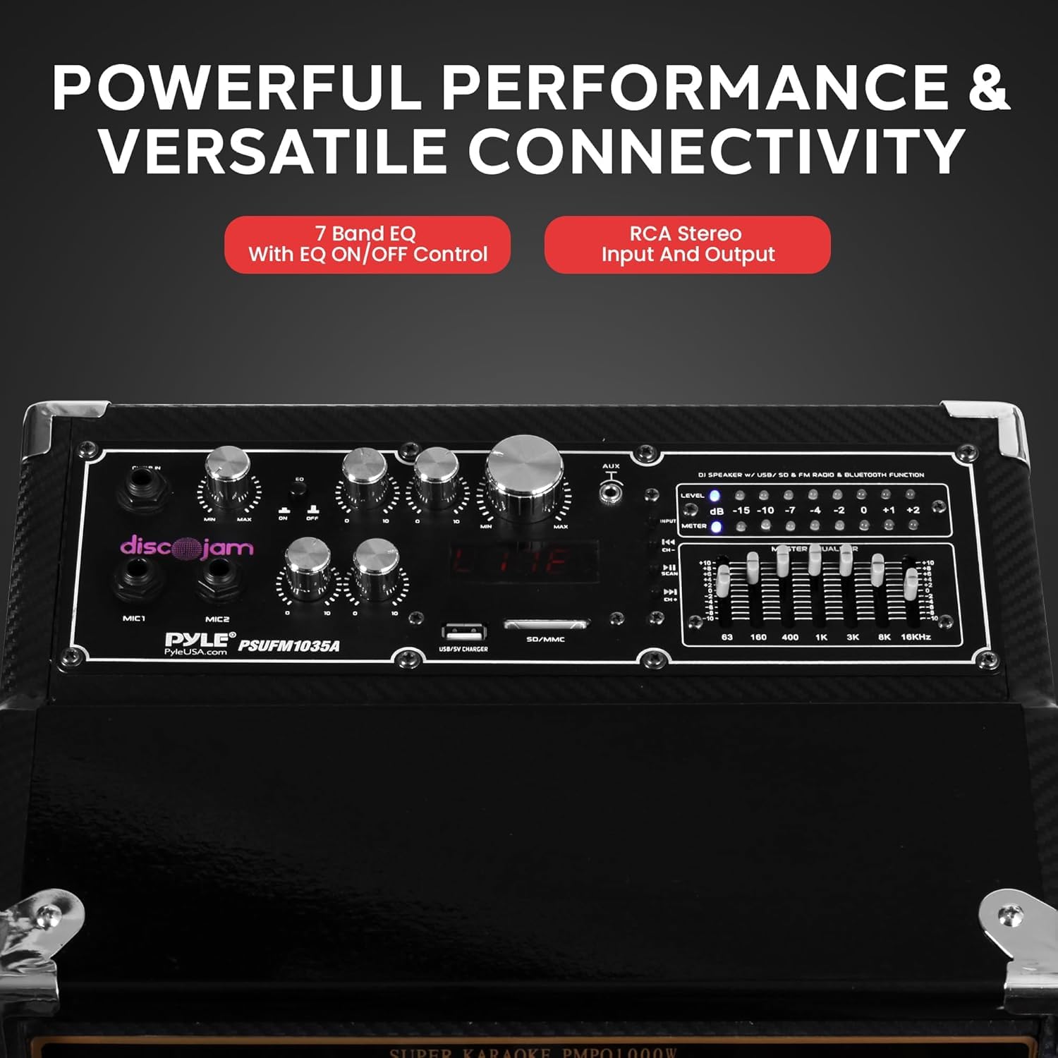 Pyle Nero altoparlante universale da pavimento a 2 vie da 1000 W con connessione Bluetooth e RCA