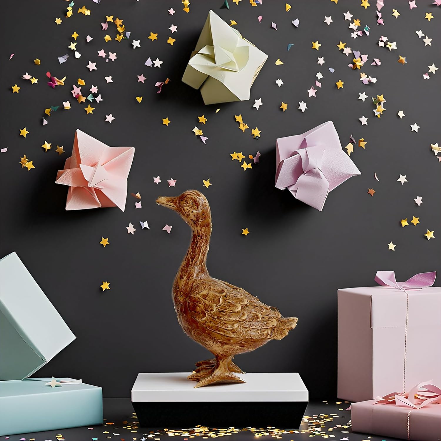 Hymmah Duck Home Decor Statue Rustic Home Decorations for Living Room, Boho Sculpture Resin Animal Collectible Figurines for Indoor Decor